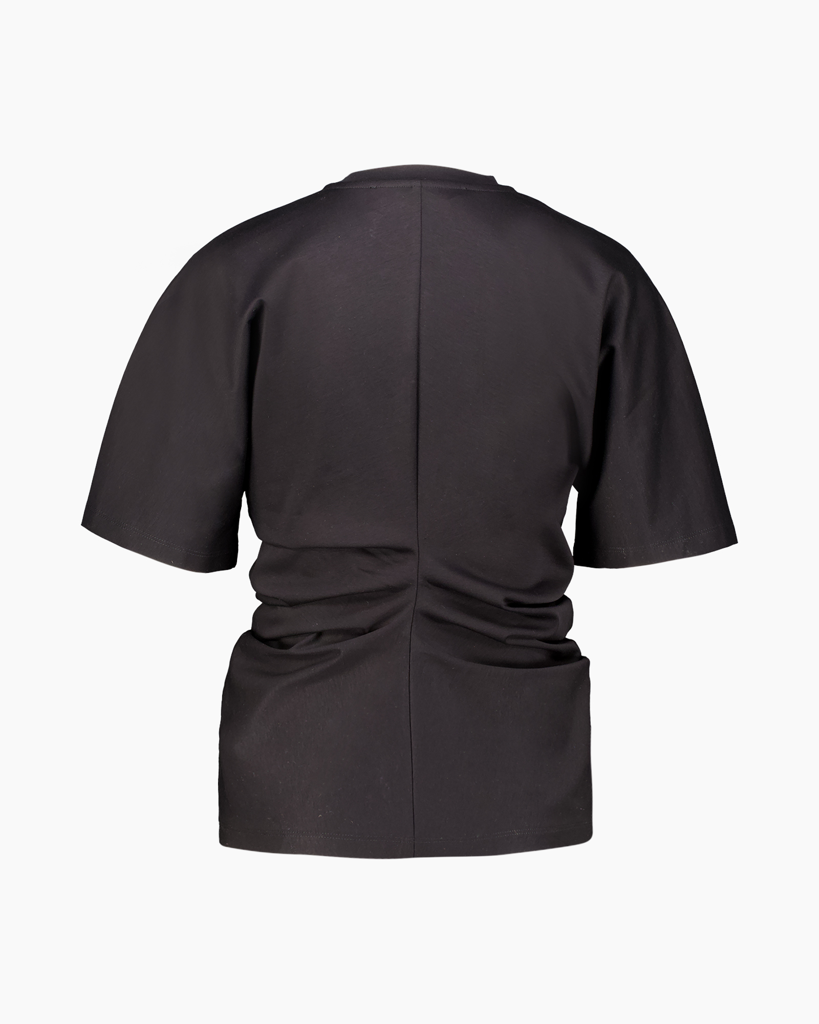 t-shirt, top, zwart, korte mouwen, gerochte