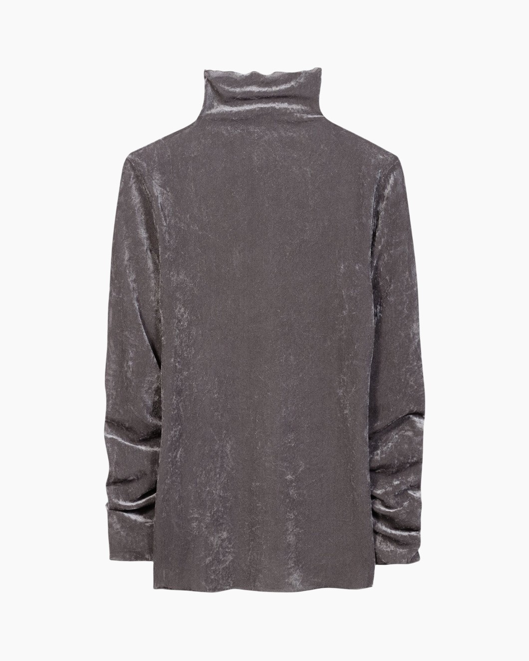 top, turtleneck, velvet, lange mouw, effen kleur