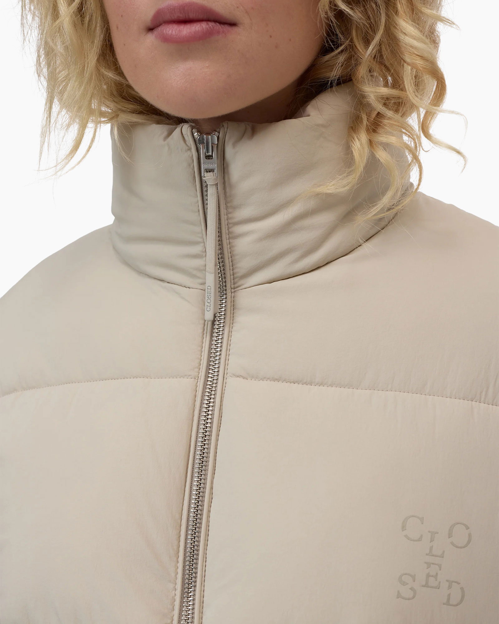 Gewatteerde Jas Cropped Puffer Grijs