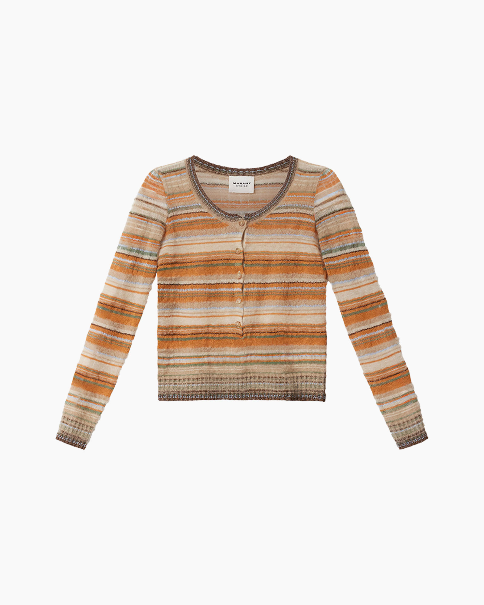 cardigan, gestreept, brei, oranje, top?