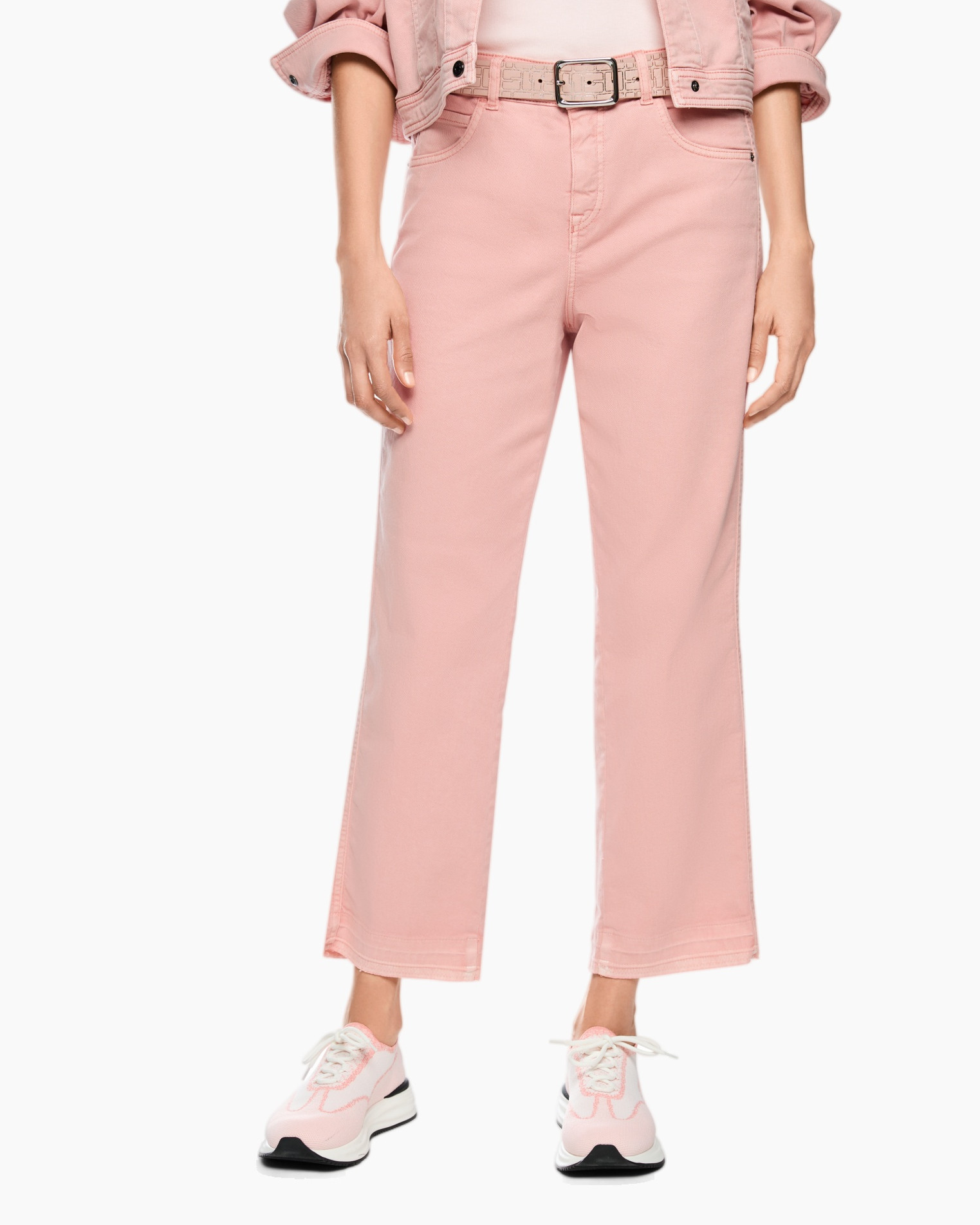 broek, roze, wijdgaand, geroorde lengte, riem
