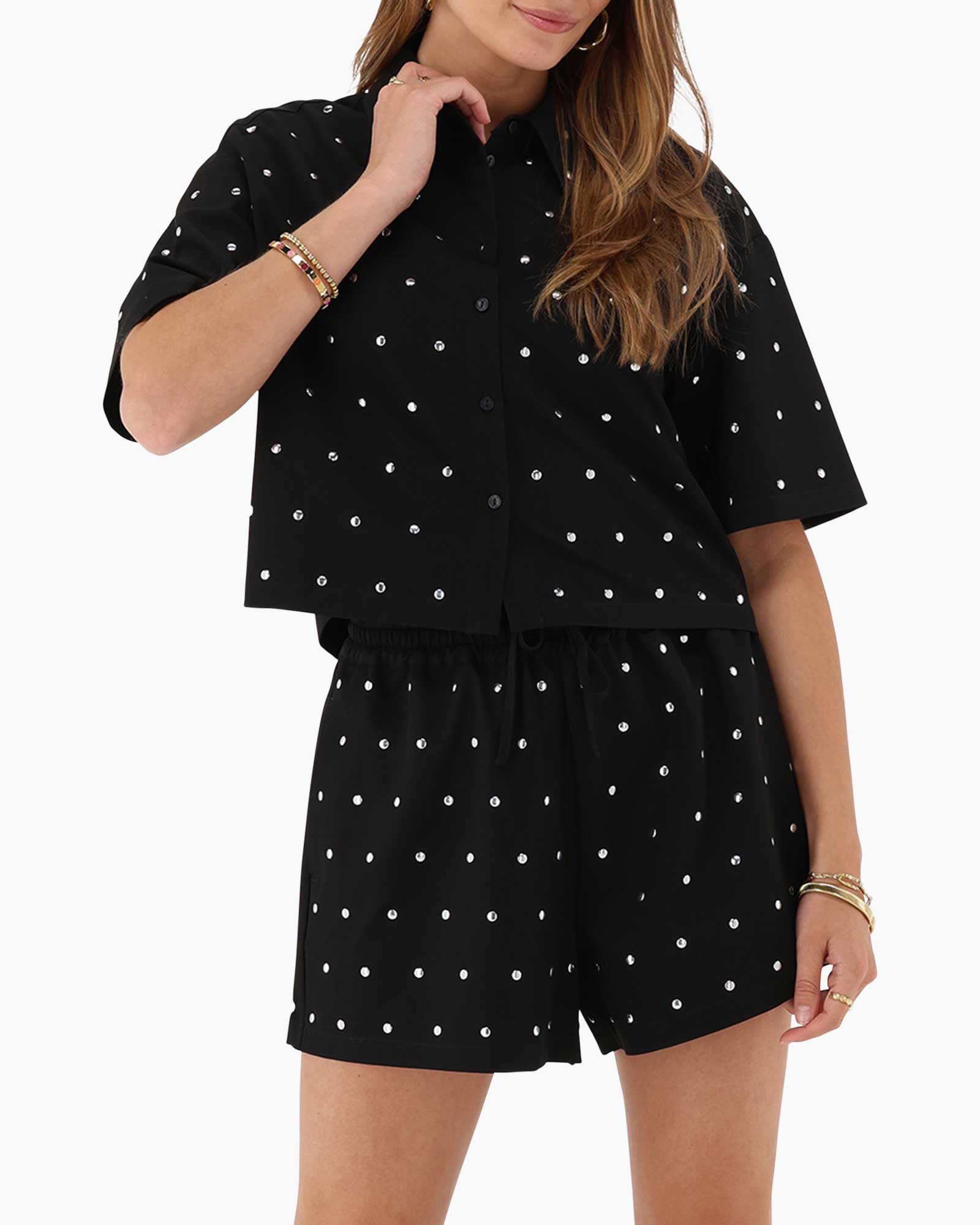 Short Short With Studs Zwart