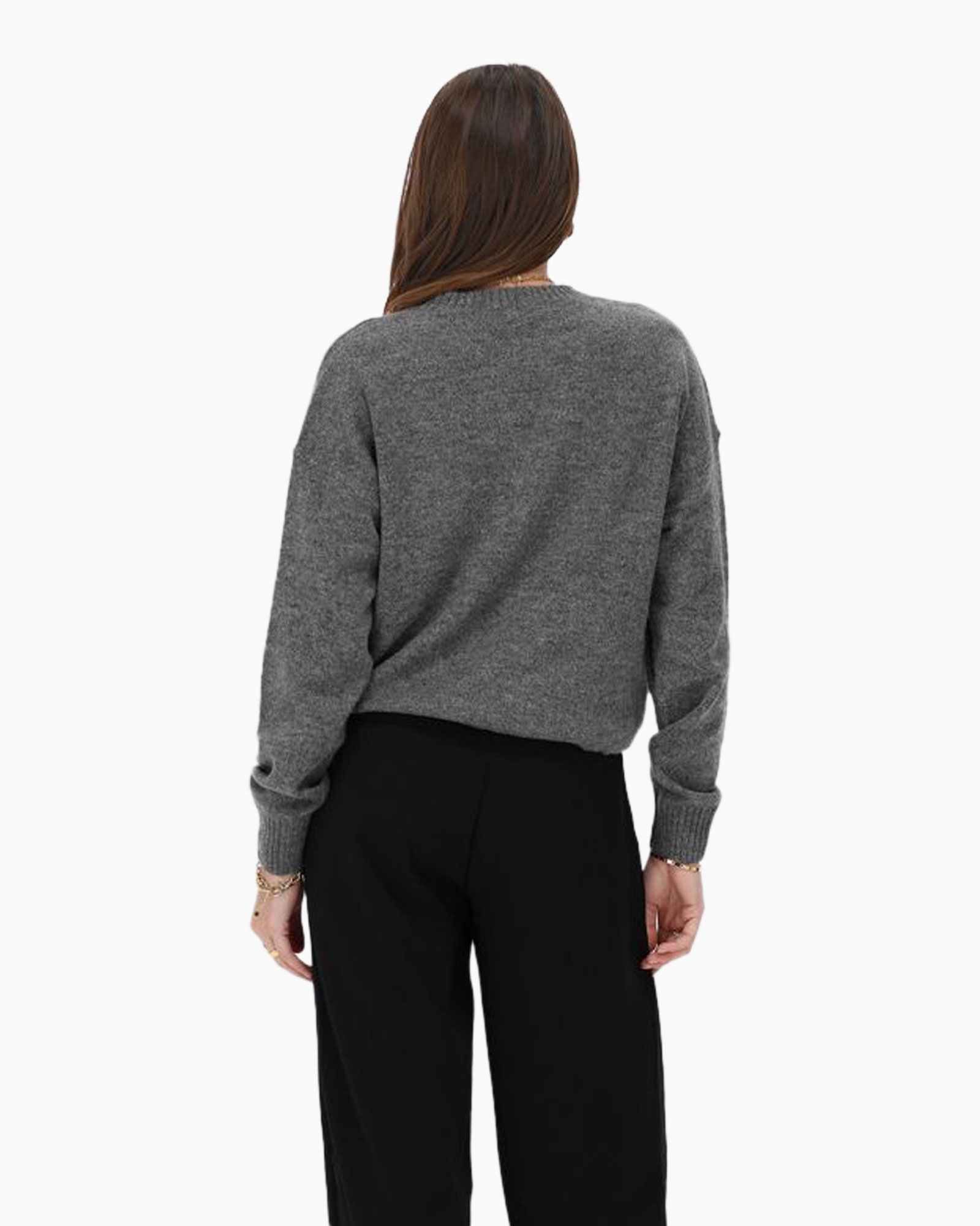 Trui Knitted Sweater With Drawstring midden grijs