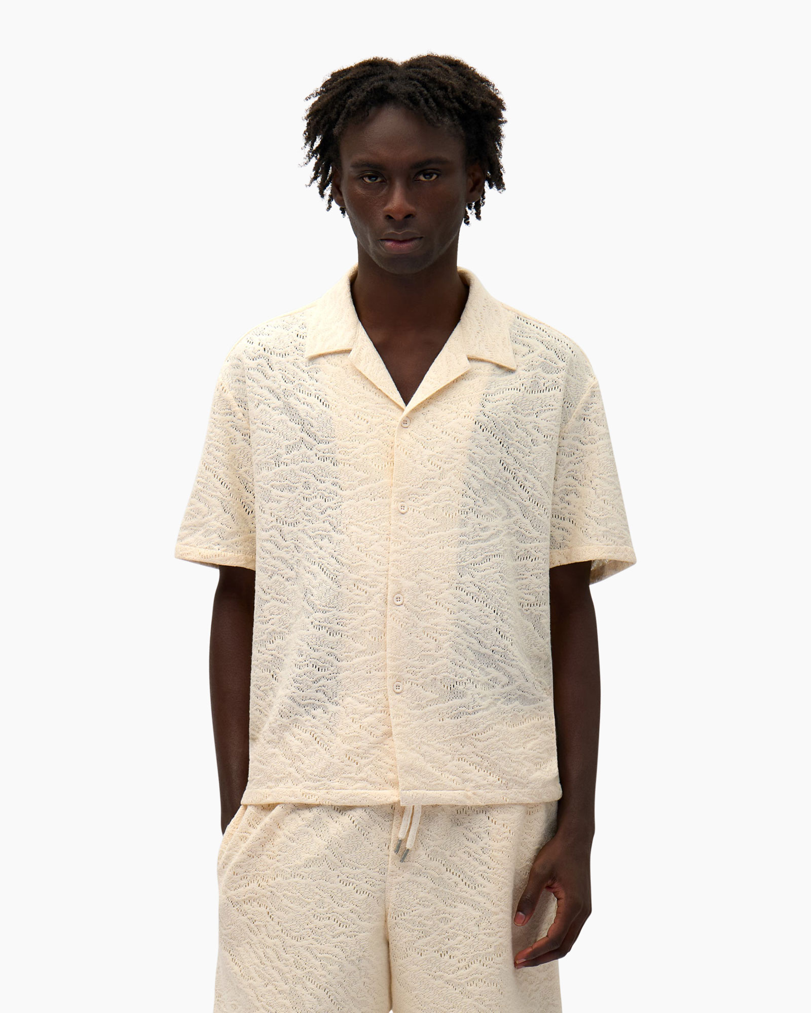 Overhemd Crochet Shirt Ecru