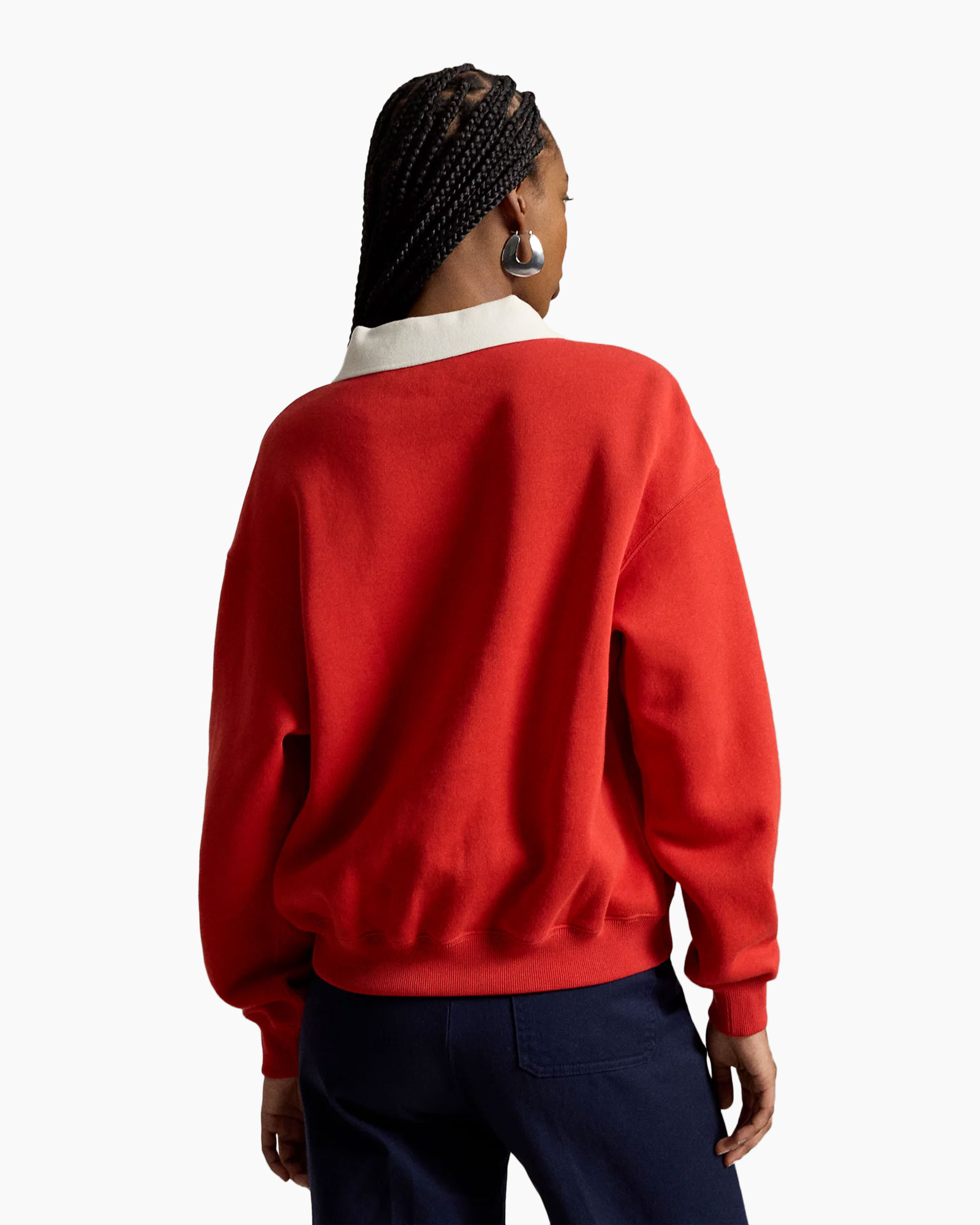 sweatshirt, rood, kraag, grafisch, contrast kraag