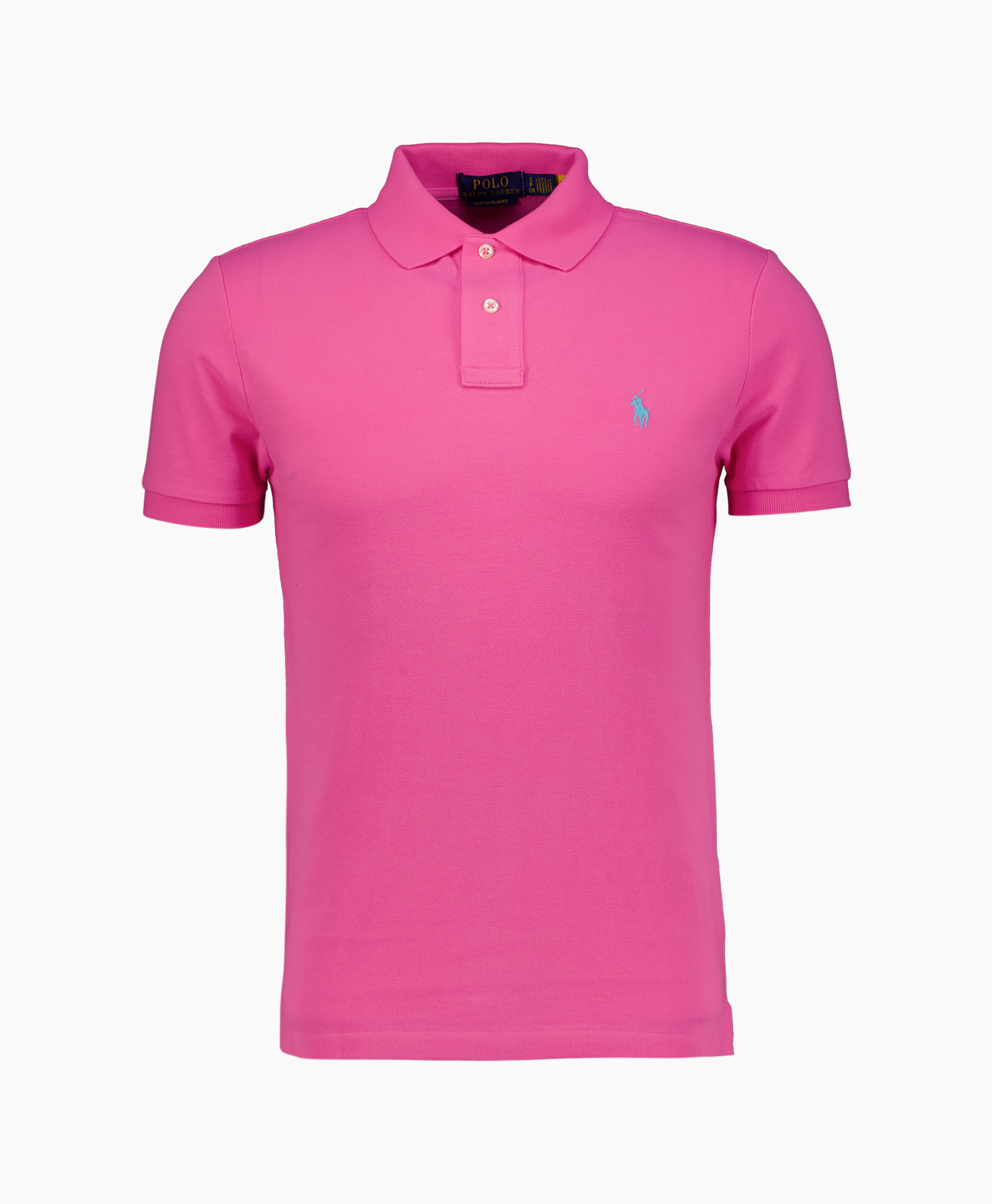 polo shirt, korte mouwen, roze, kraag, logo geborduurd
