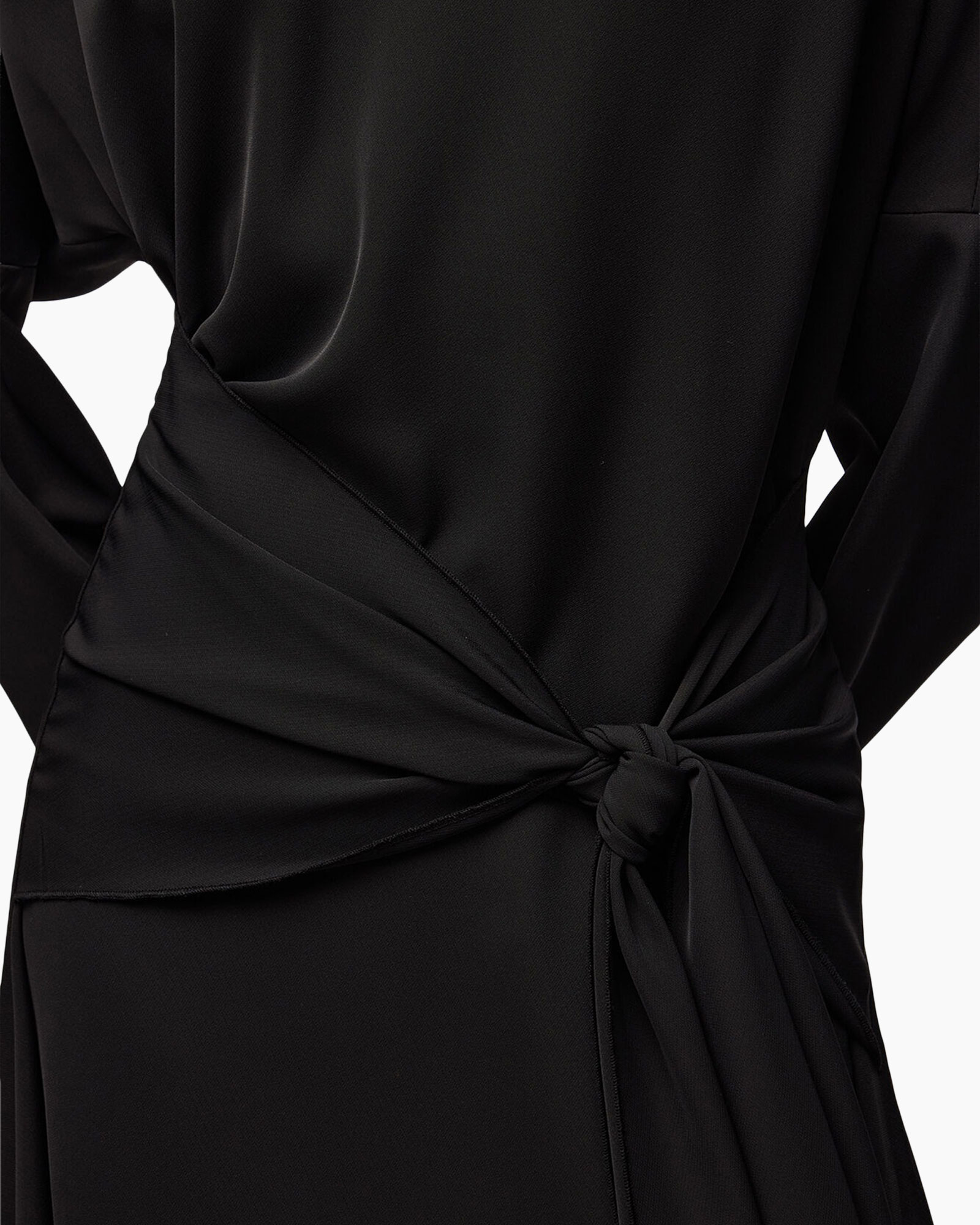 wrap, sluiting, zwart, jurk, middel