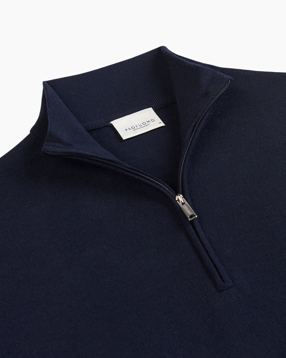 trui, marineblauw, ritskraag, gebreid, lange mouwen