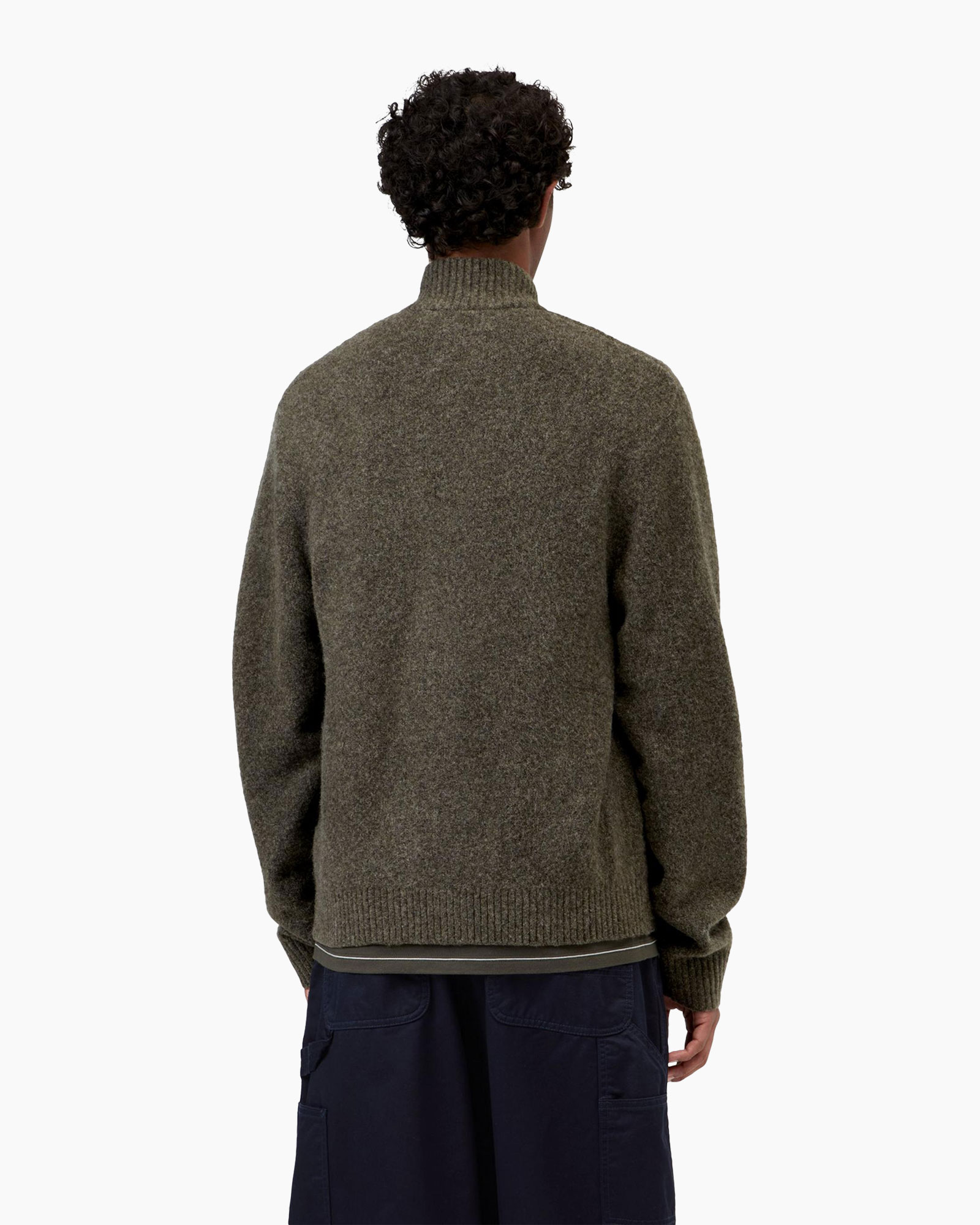 Rits, cardigan, brei, olijf, jas