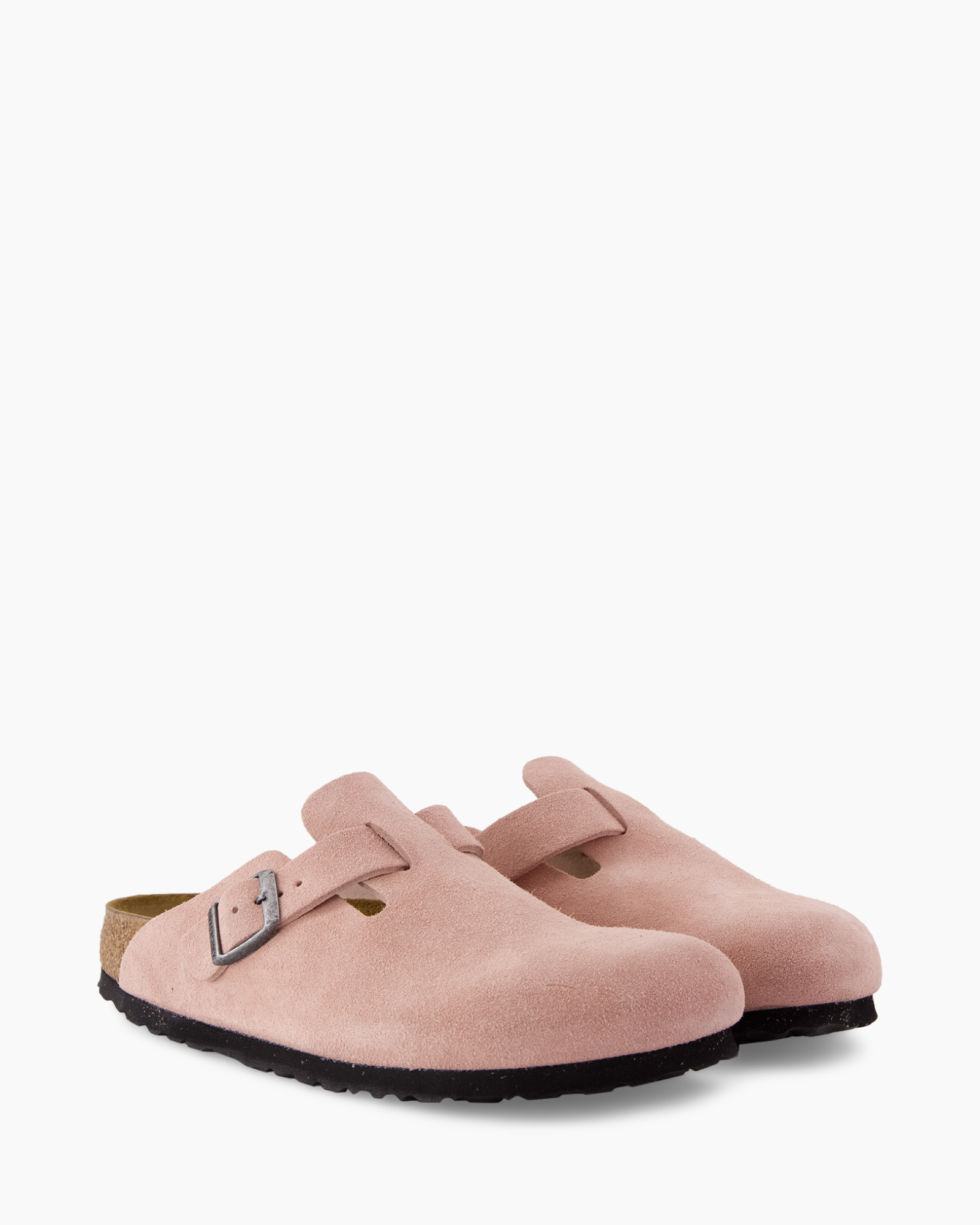 slippers, mules, pink, suede, buckle