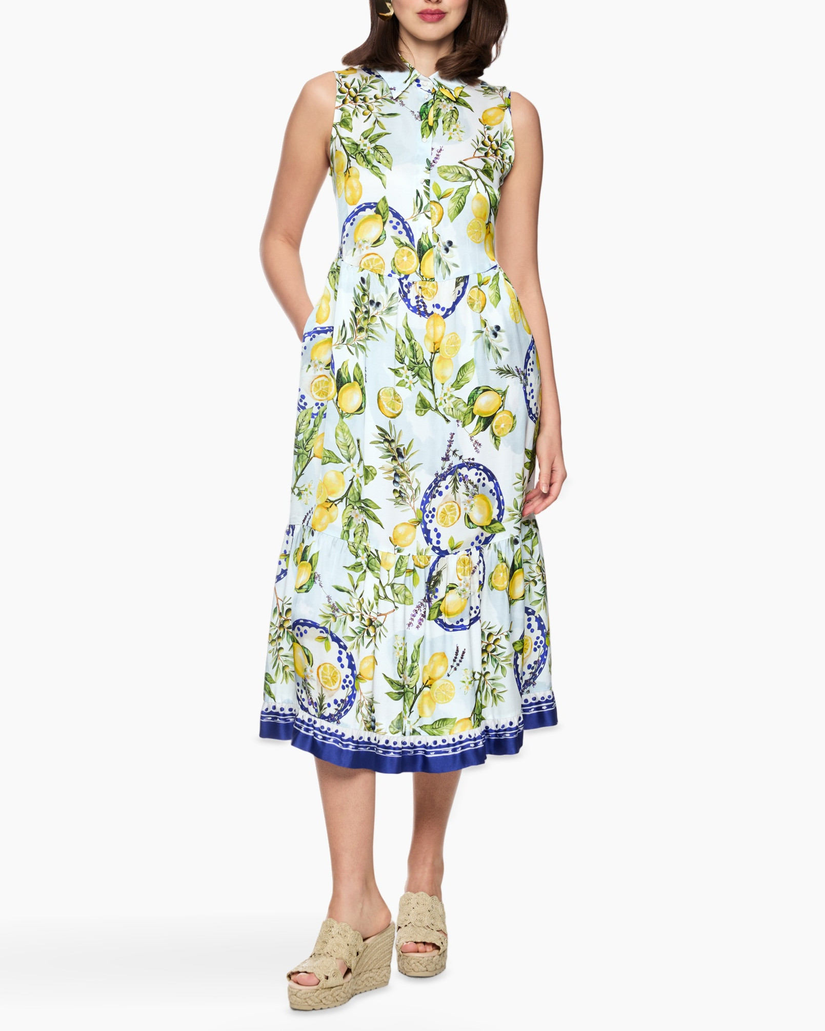 jurk, maxi jurk, zomer jurk, citroen print, bloemenpatroon