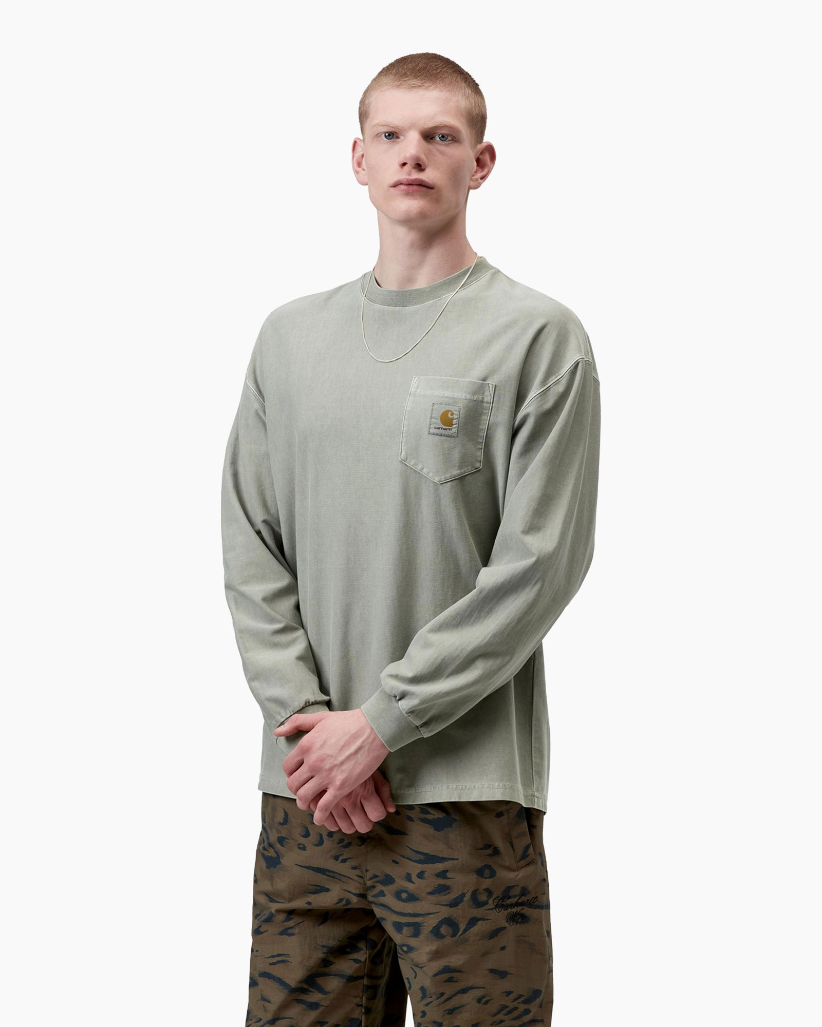 langelong-sleeve, t-shirt, zak, carhartt, groen-grijs