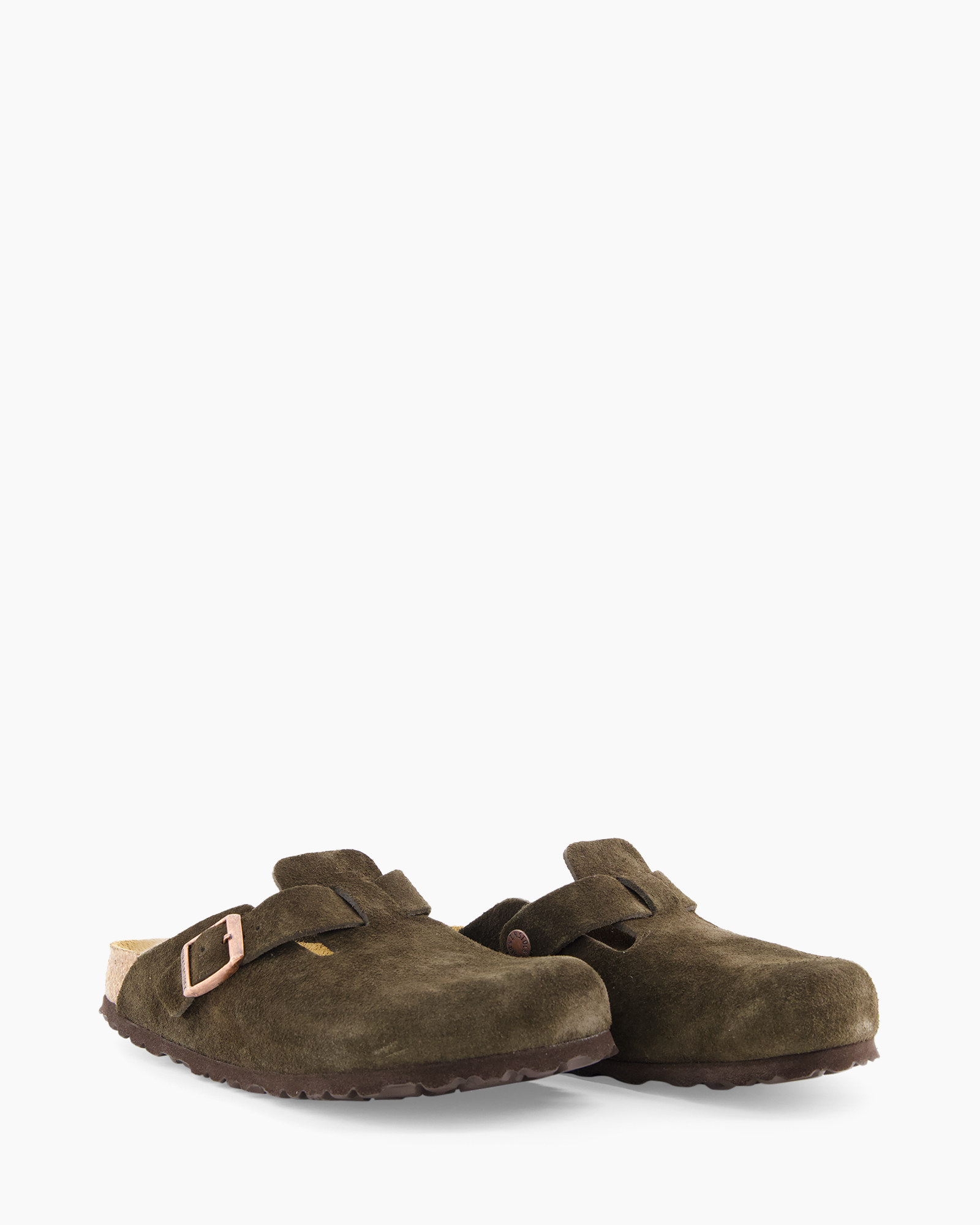 pantoffels, mules, olijf, suede, gespen