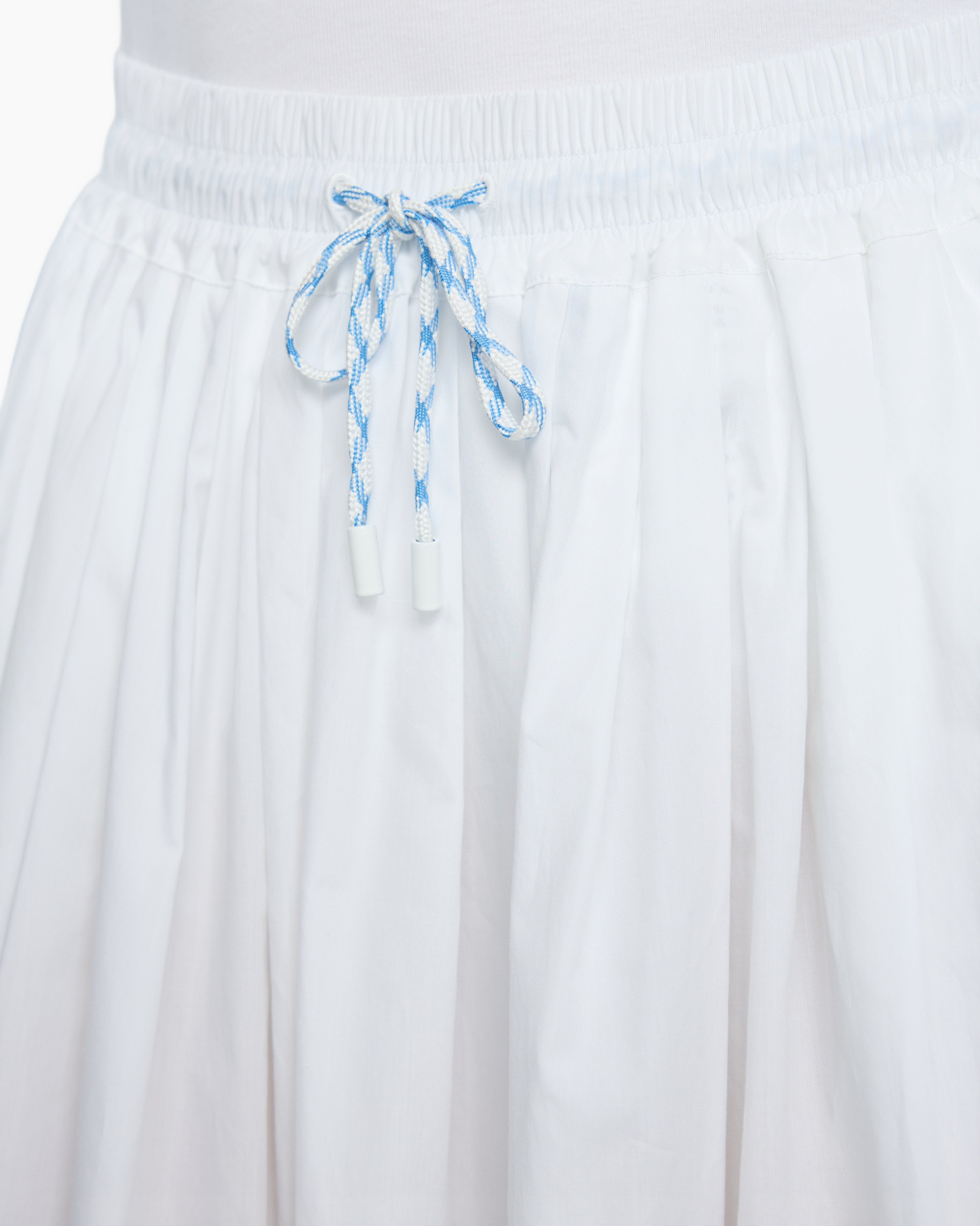 drawstring, elastic waist, white, skirt, lightweight