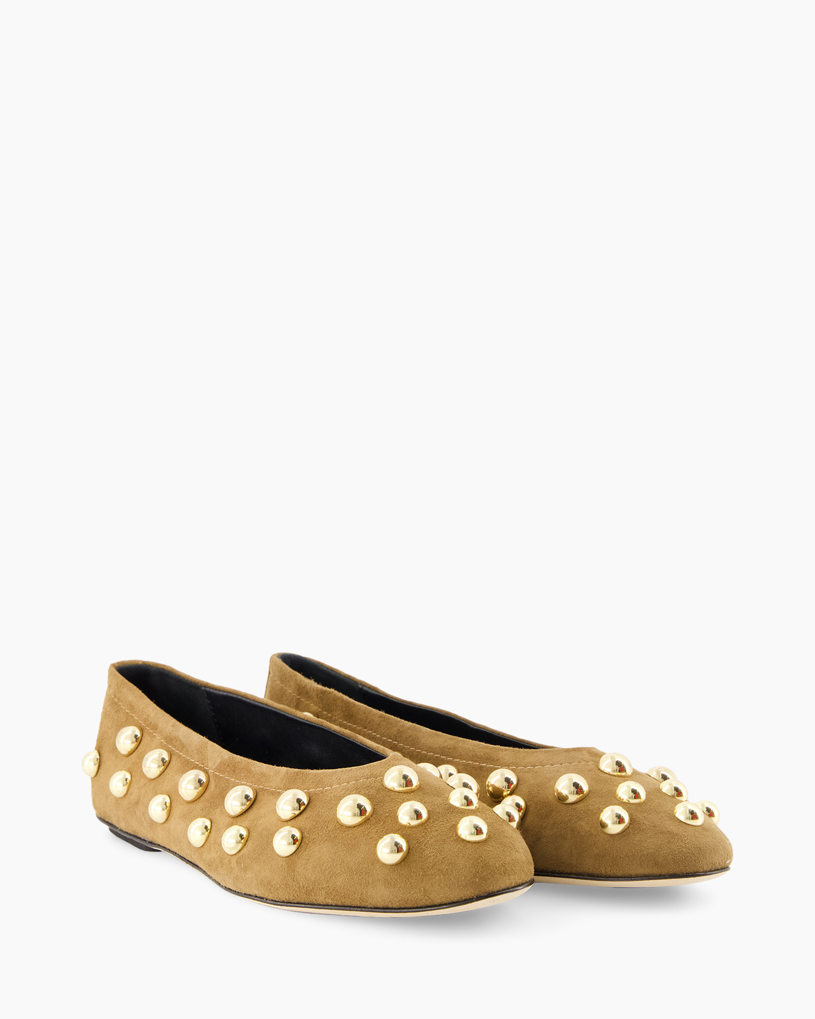 platte, slip-on, beige, studded, suede