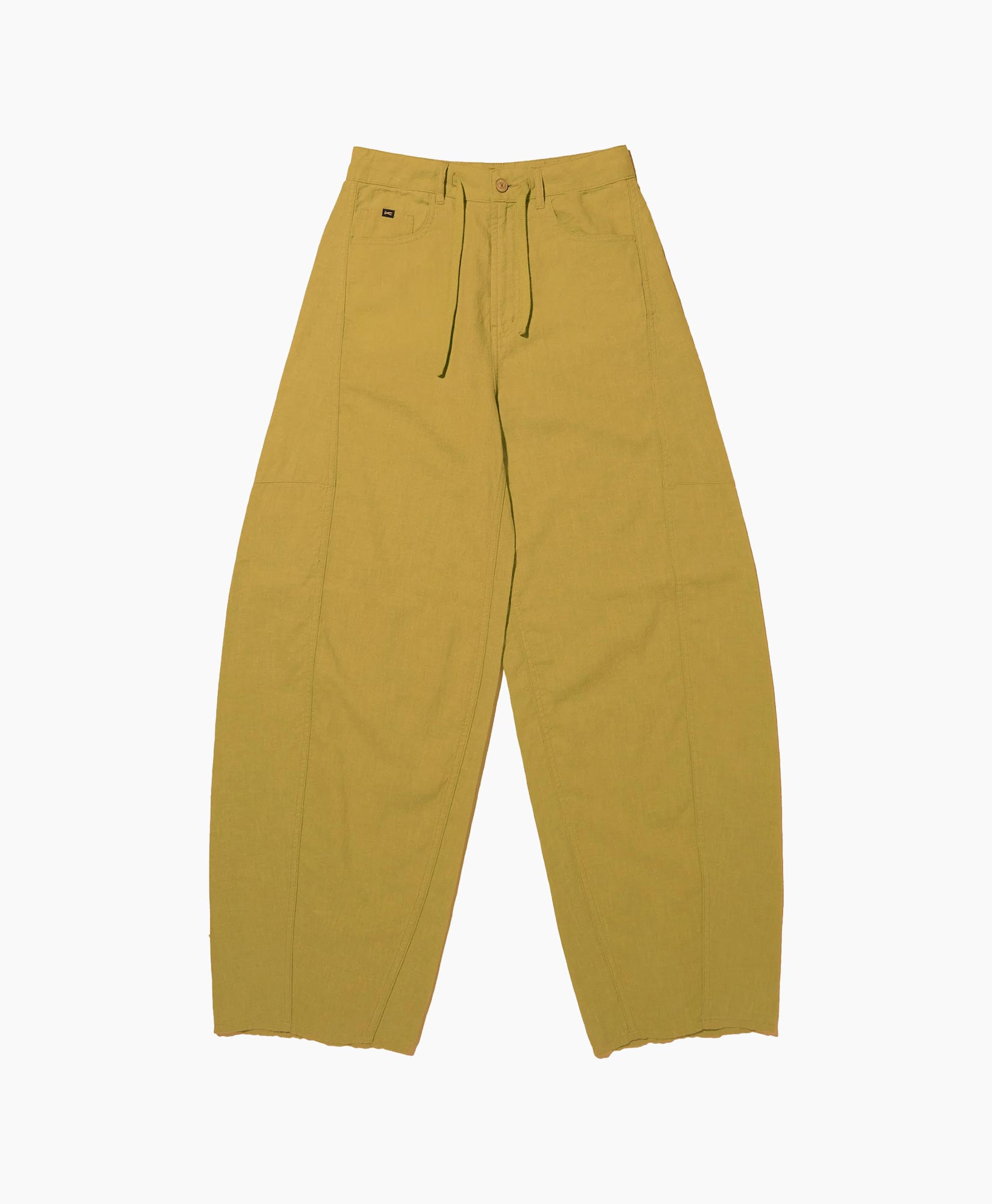 pants, drawstring, yellow, cargo, wide-leg, pants, drawstring, linen, yellow, wide-leg