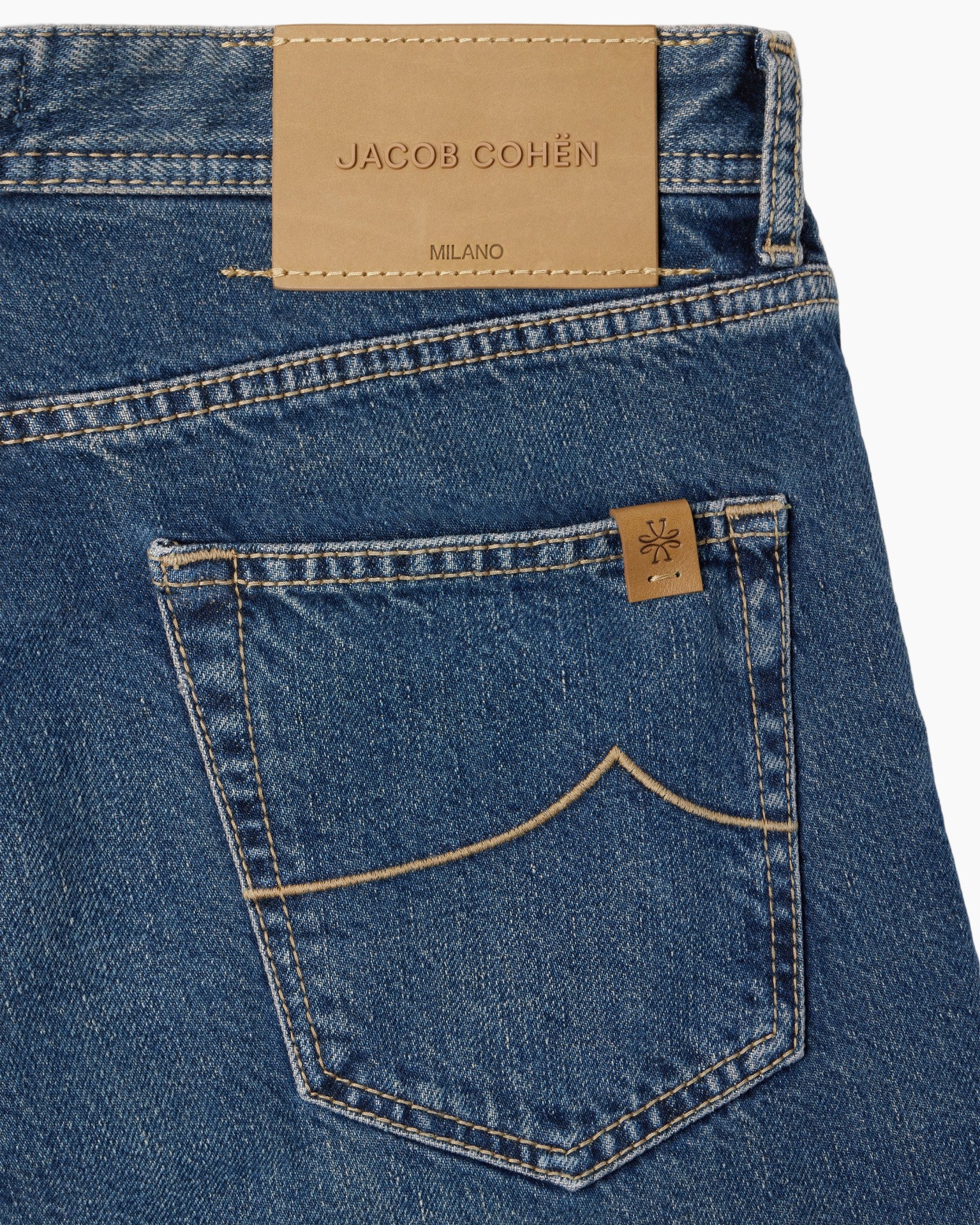 spijkerbroek, denim, blauw, middelhoog, recht model