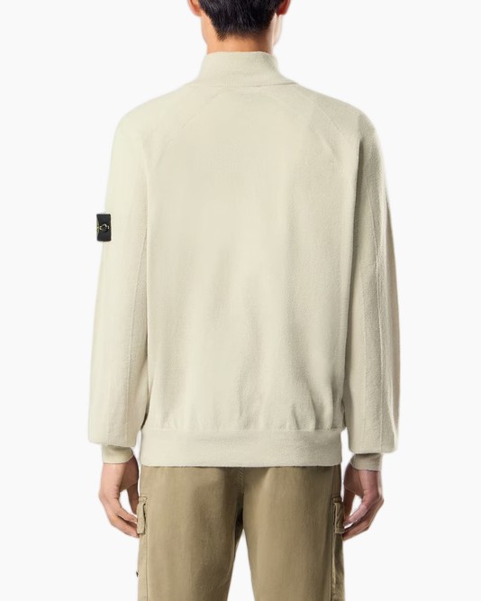 trui, korte-rits, fleece, licht-beige, lang-sleeve