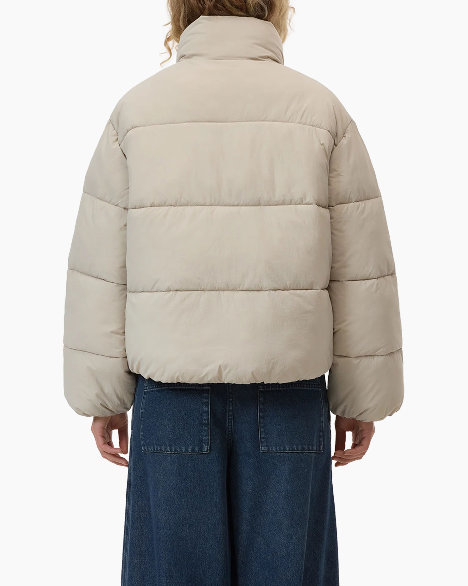 Gewatteerde Jas Cropped Puffer Grijs