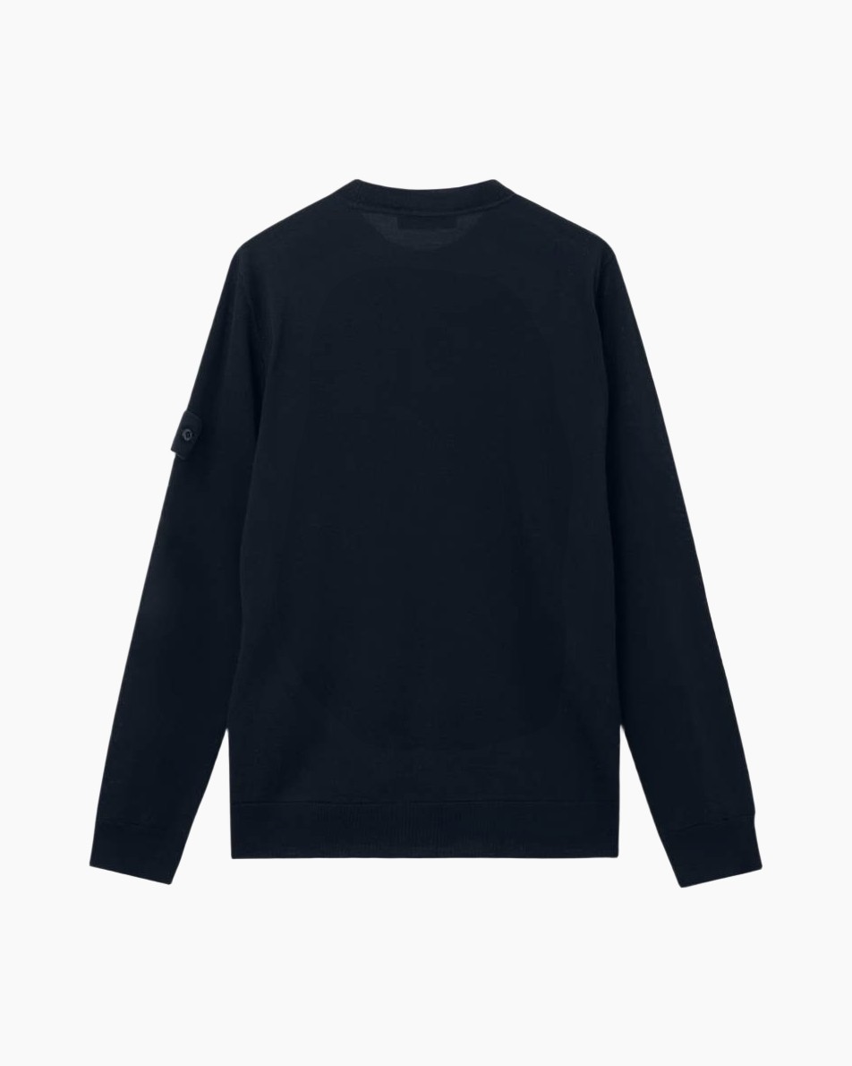sweatshirt, lange mouwen, kraagloze nek, donker marineblauw, effen