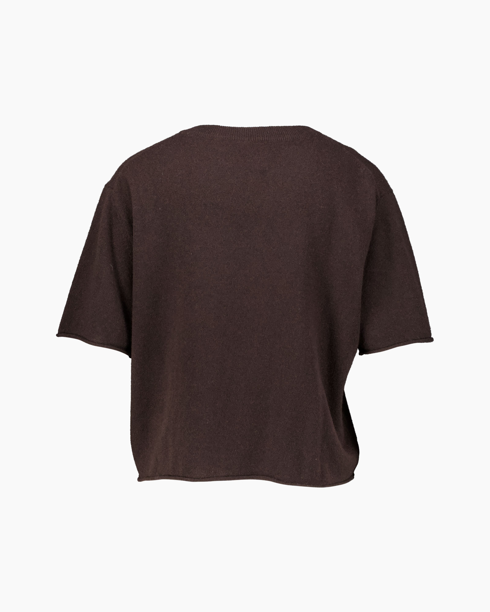gebreide top, korte mouwen, bruin, crew neck, pull-over