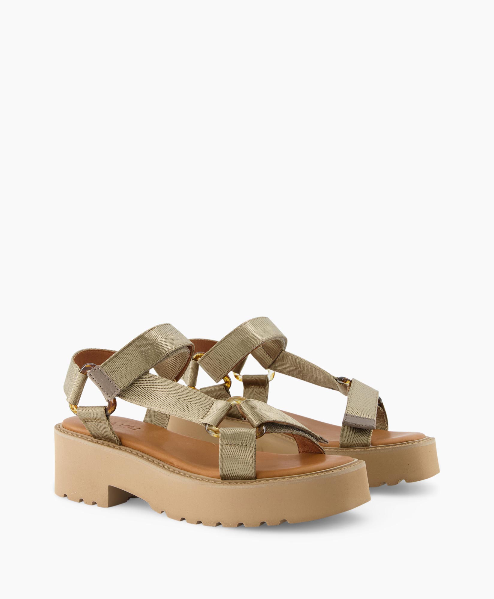 Via Vai Sandaal Met Hak Teddy Beige