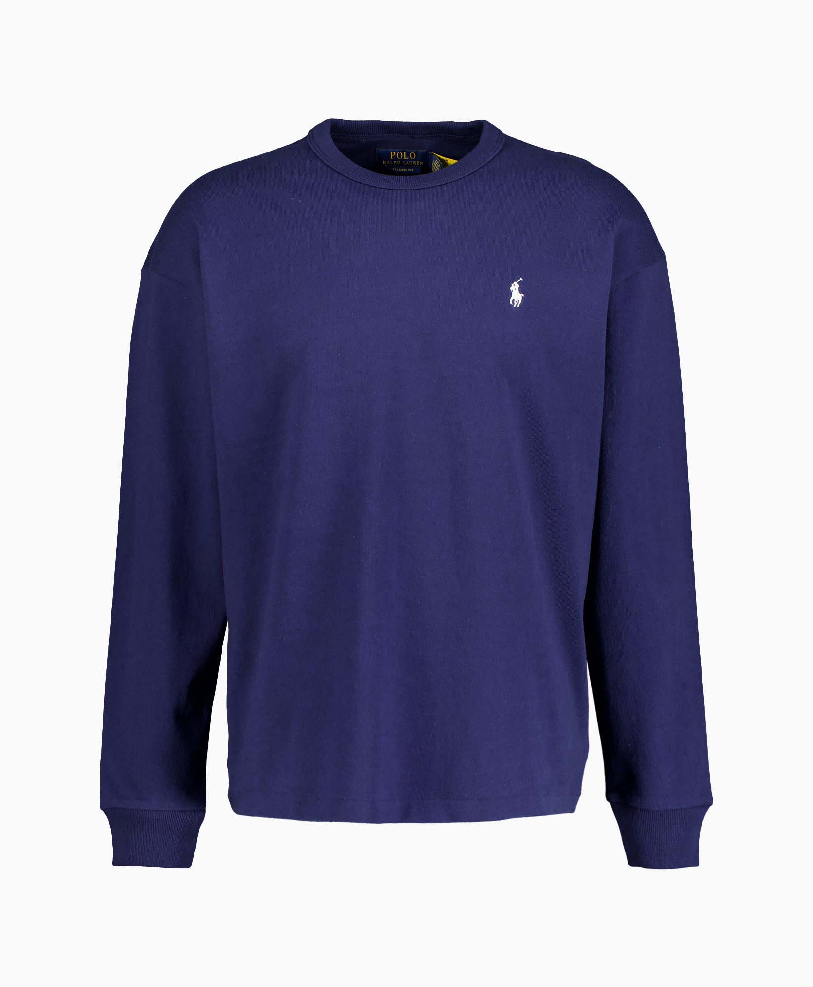 sweatshirt, langere mouwen, kraagloze, marineblauw, logo