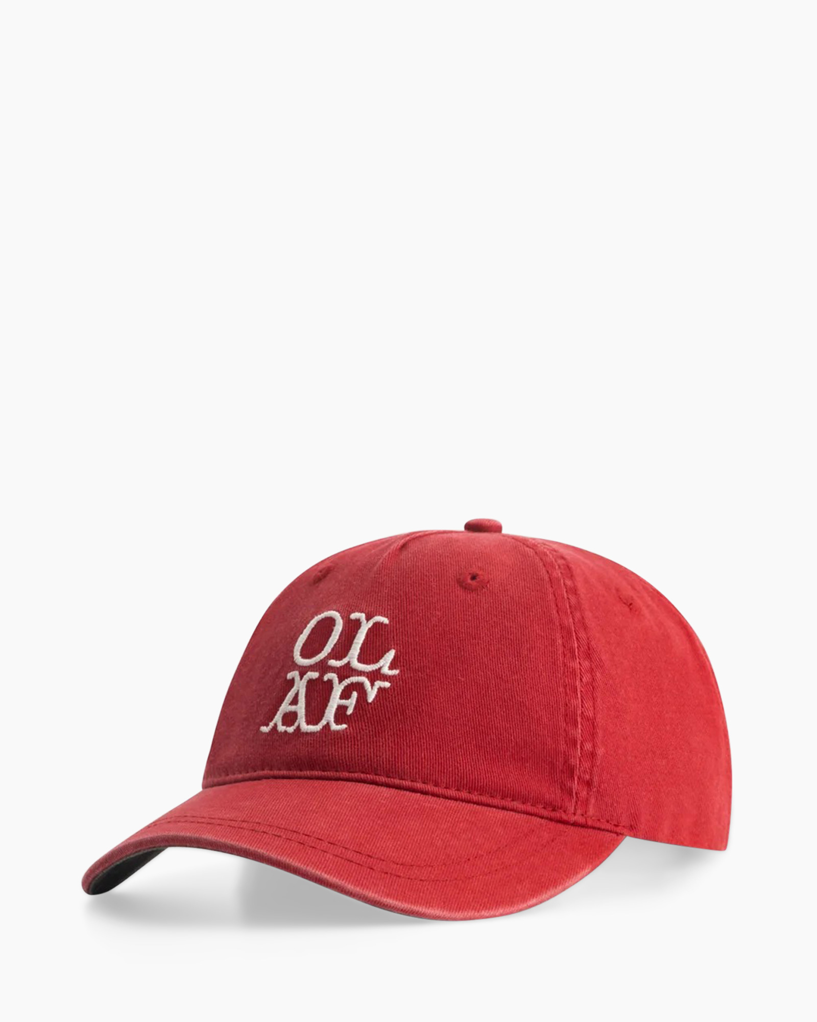 basaalballpet, rood pet, geborduurd, gebogen klep, ongestructureerde koepel