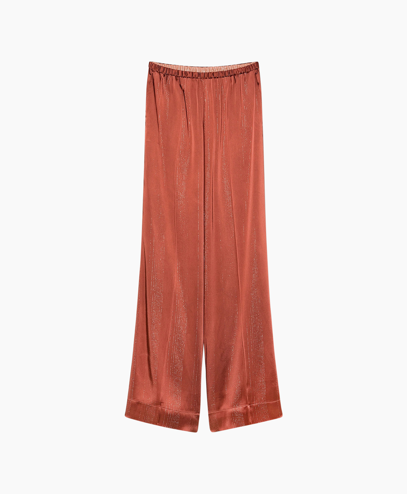 Broek Silver Pinstripe Satin Regular Roestbruin