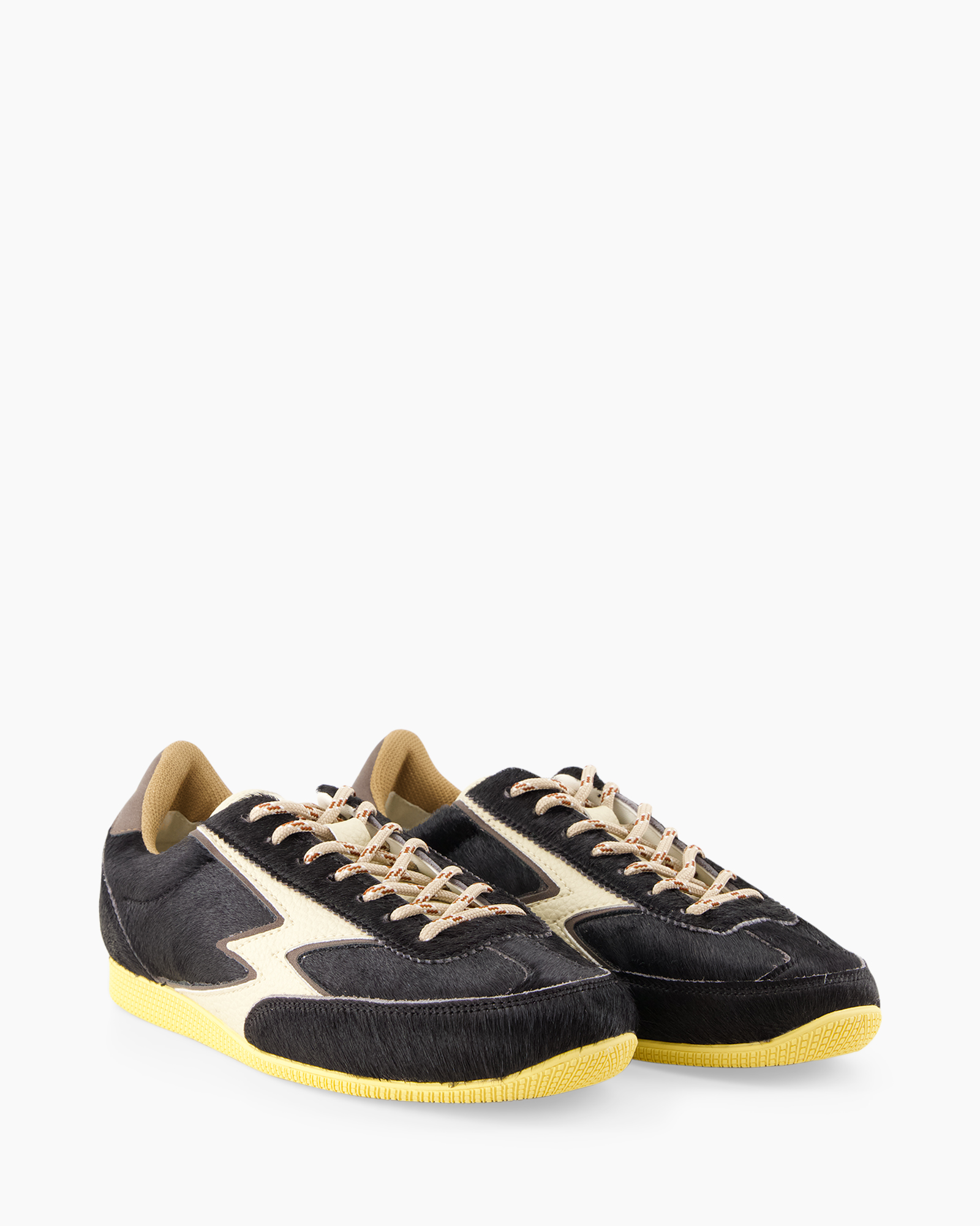 sneaker, sko, canvas, leer, gele zool