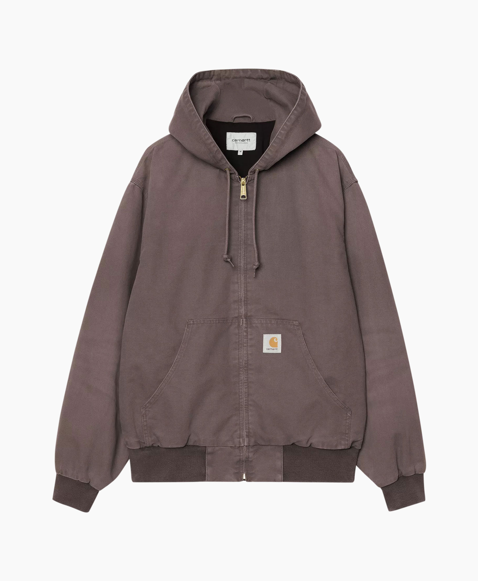 hoodie, ritssluiting, zakken, bruin, carhartt badge