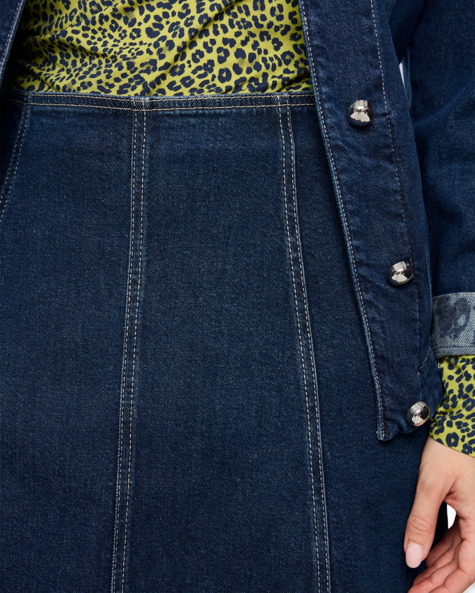 denim, spijker, rok, blauw, stiknaden