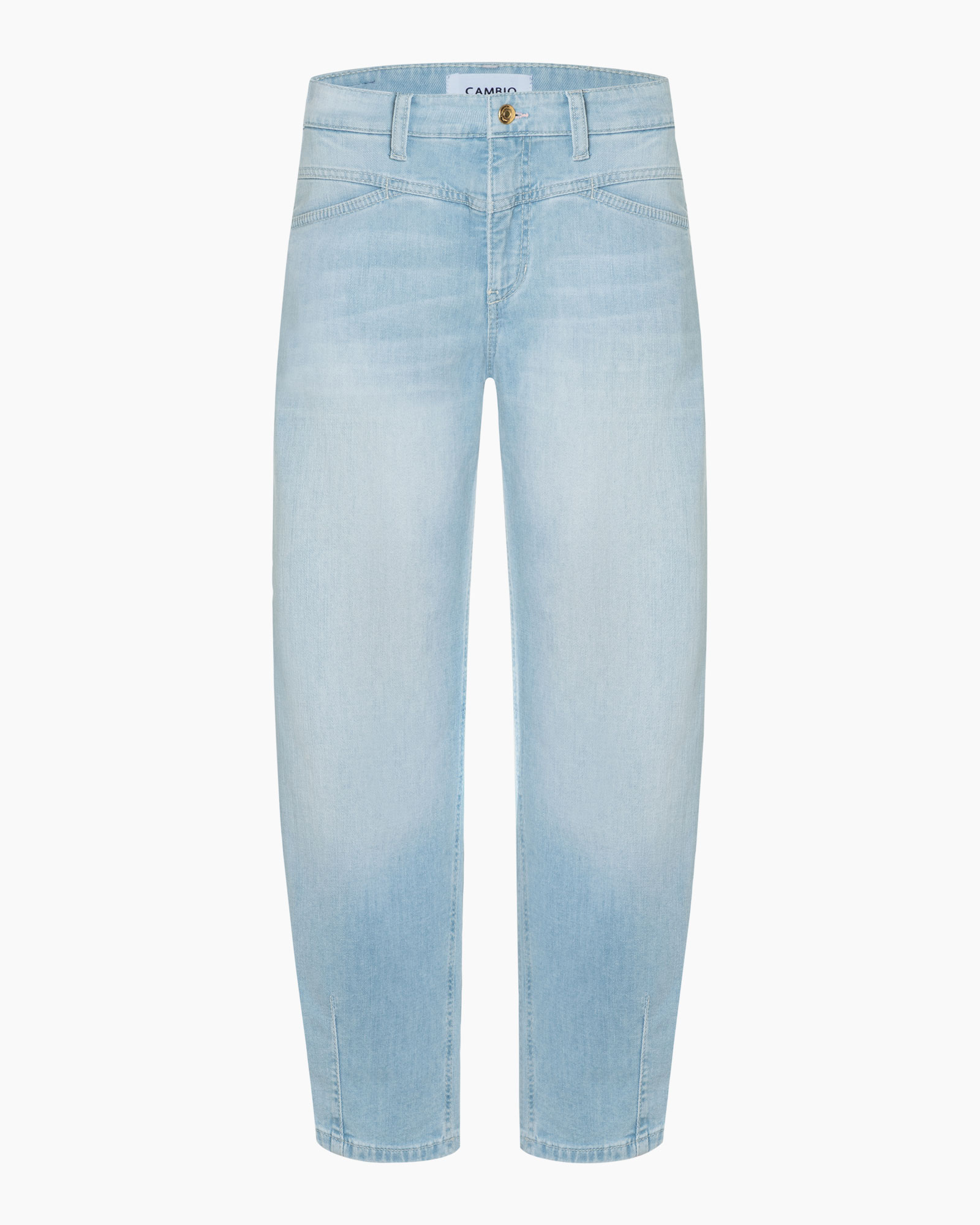 broek jeans, lichte wassing, middelhoge taille, zakken accenten, denim