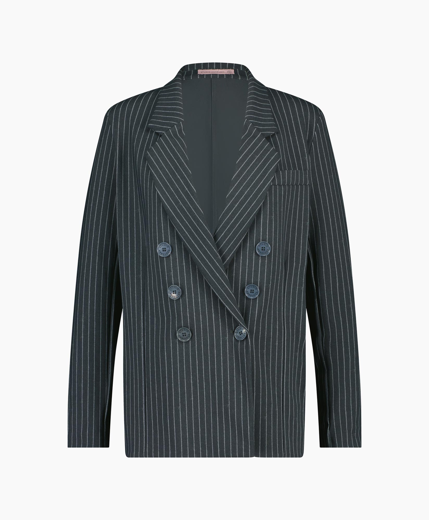 Studio Anneloes Blazer Violet Bonded Pinstripe Bla Grijs