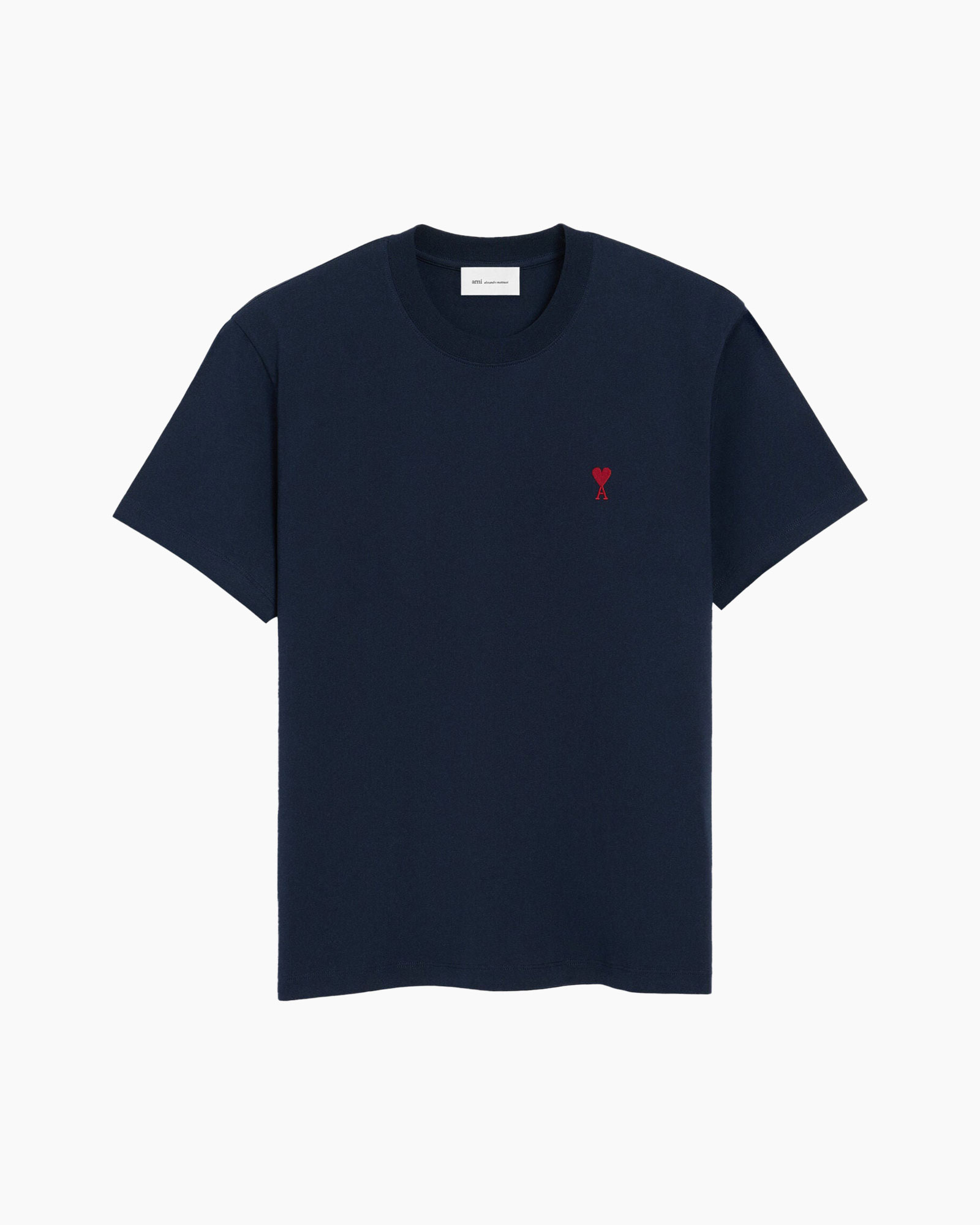 t-shirt, mouwkort, navy, kleine afbeelding, rode hart
