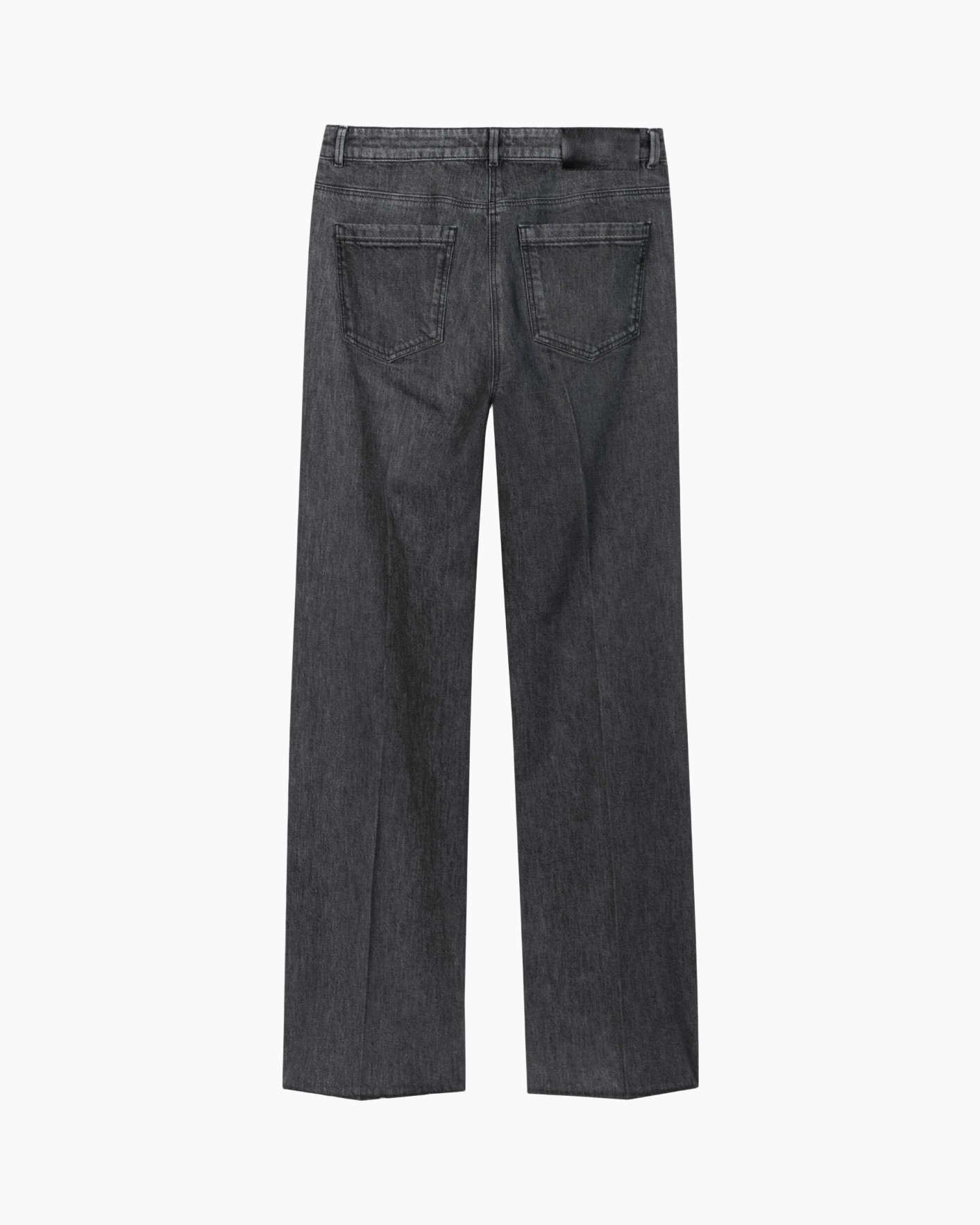 broek, spijkerbroek, denim, donkergrijs, achterzakken