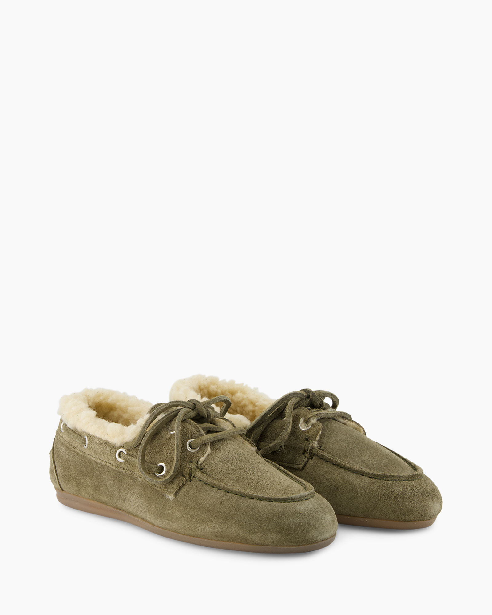 moccasins, sloffen, suede, shearling, olijf