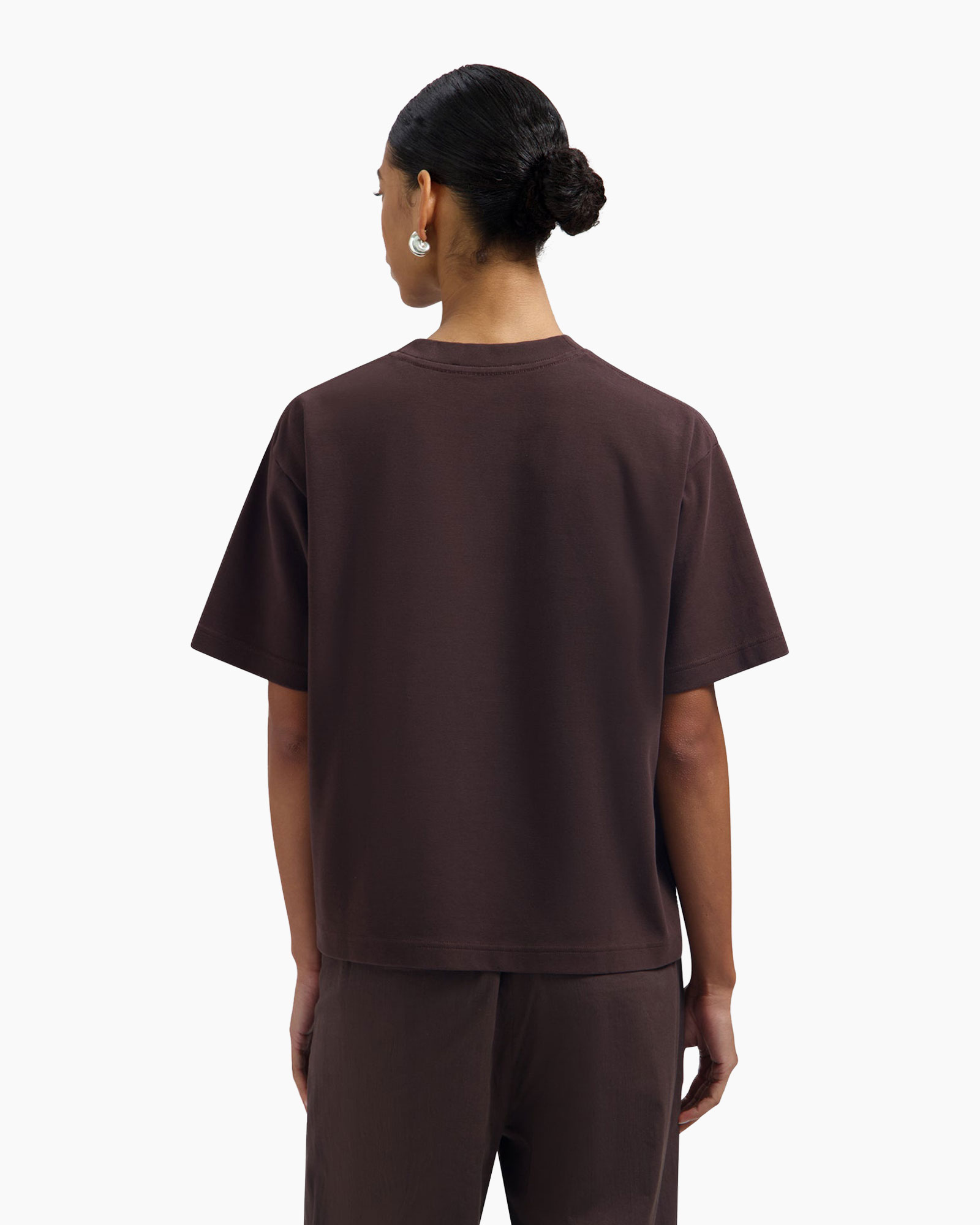 t-shirt, korte mouwen, bruin, katoen, losvallend fit