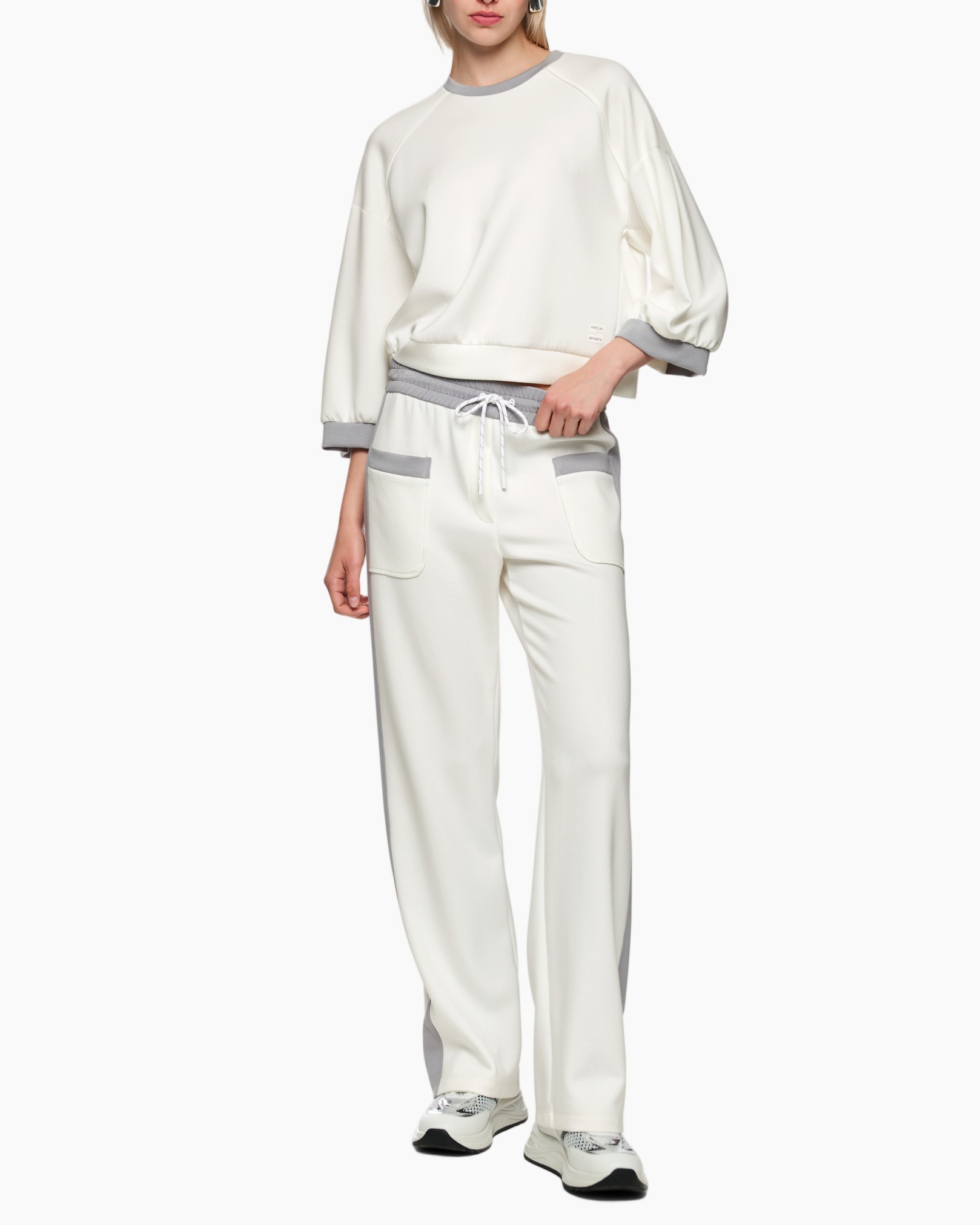 sweatshirt, cropped, tracksuit, joggers, crème