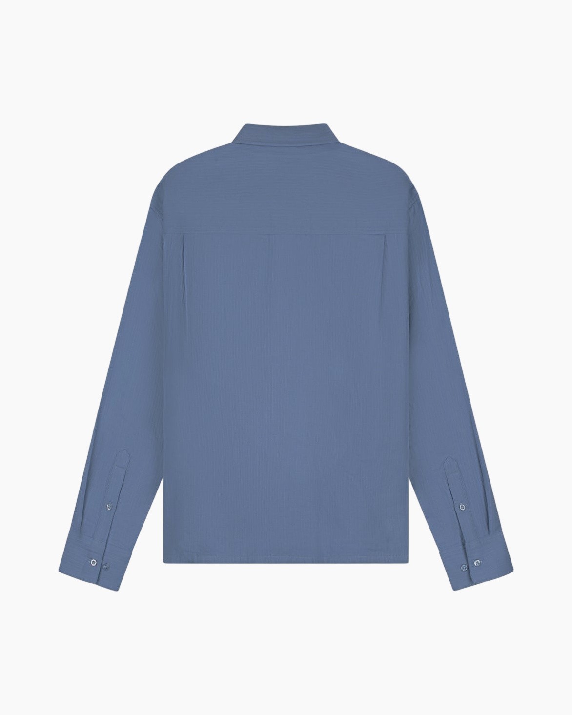 hemd, lange mouwen, blauw, kraag, geknipte manchetten