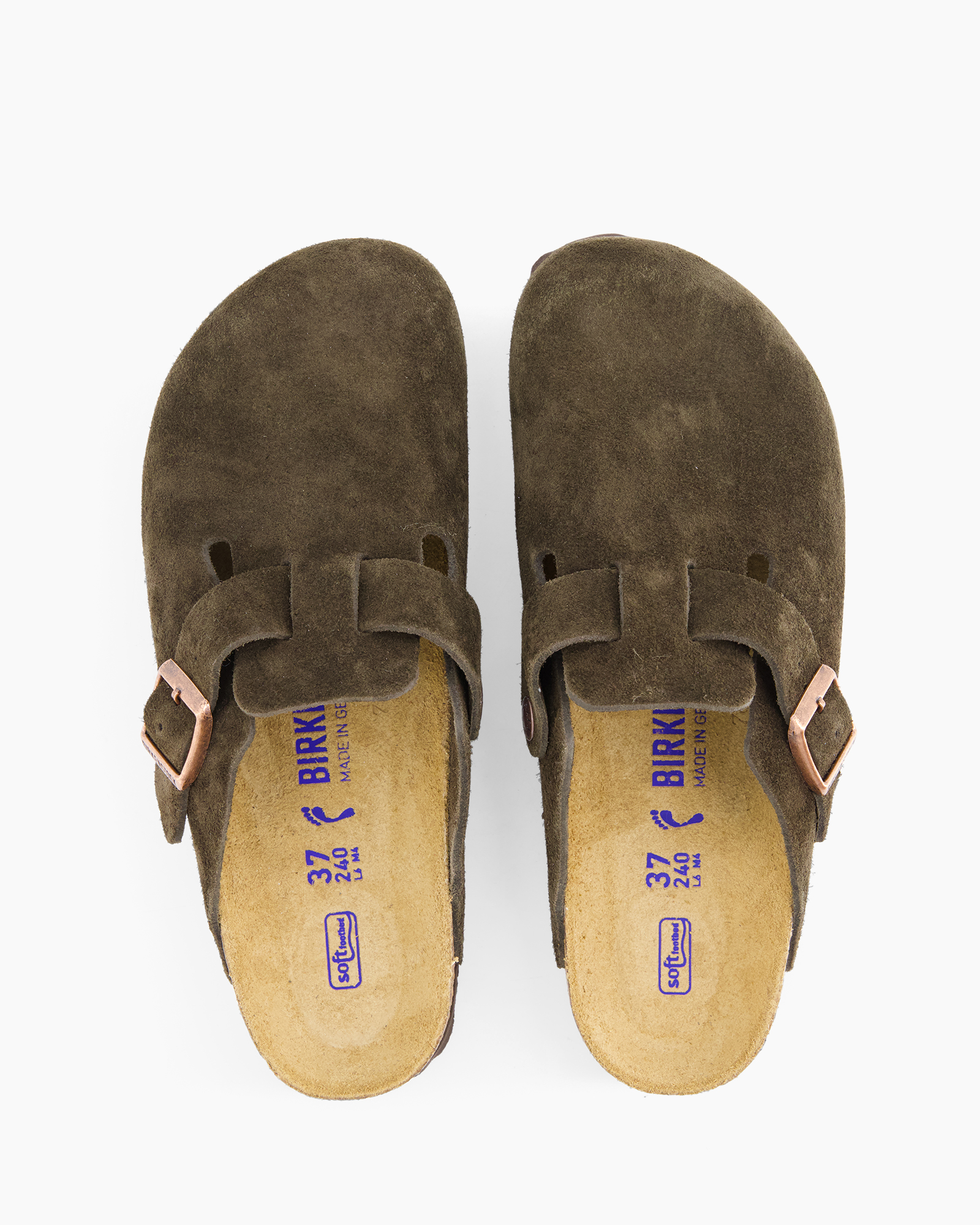 krogschoenen, pantoffels, bruin, suède, open achterkant