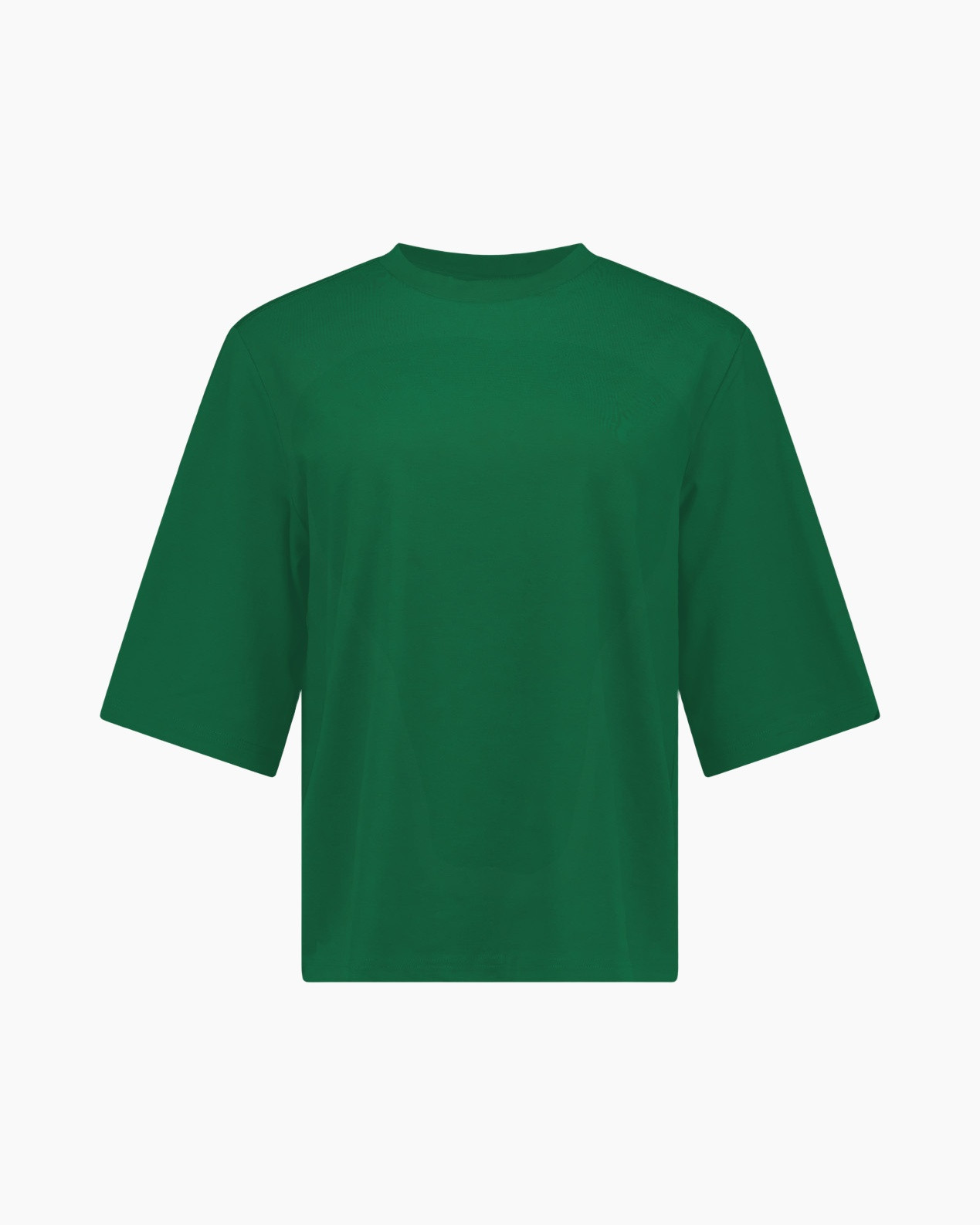 t-shirt, groen, korte mouw, balhoofd?, egale kleur