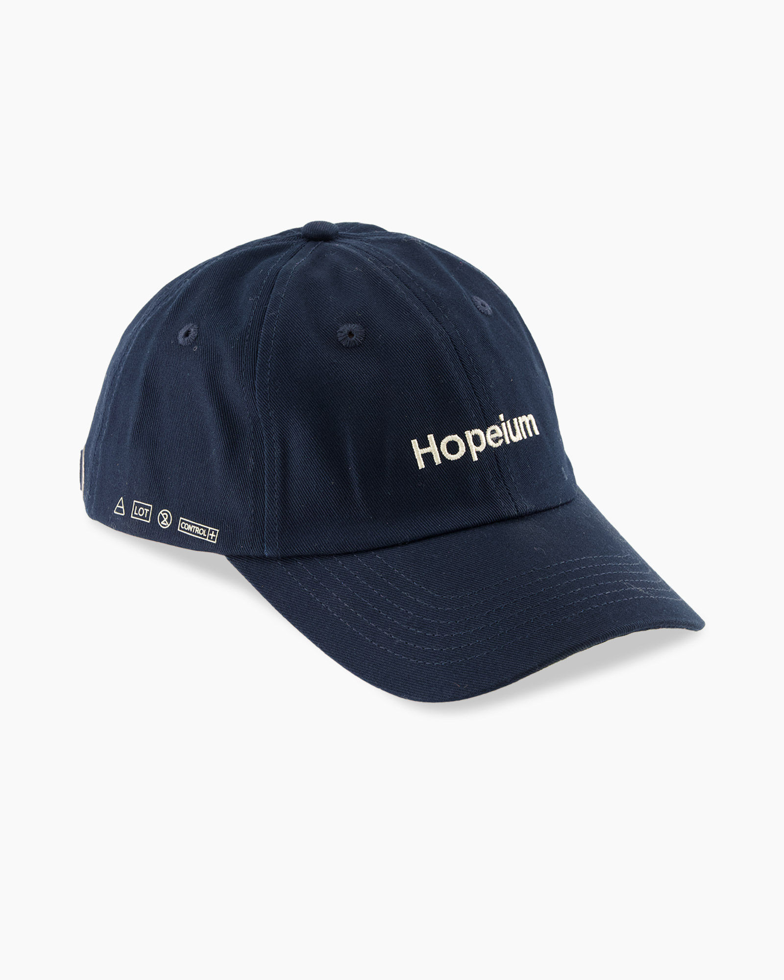 petten, navy, textual embroidery, zes-delig, verstelbaar