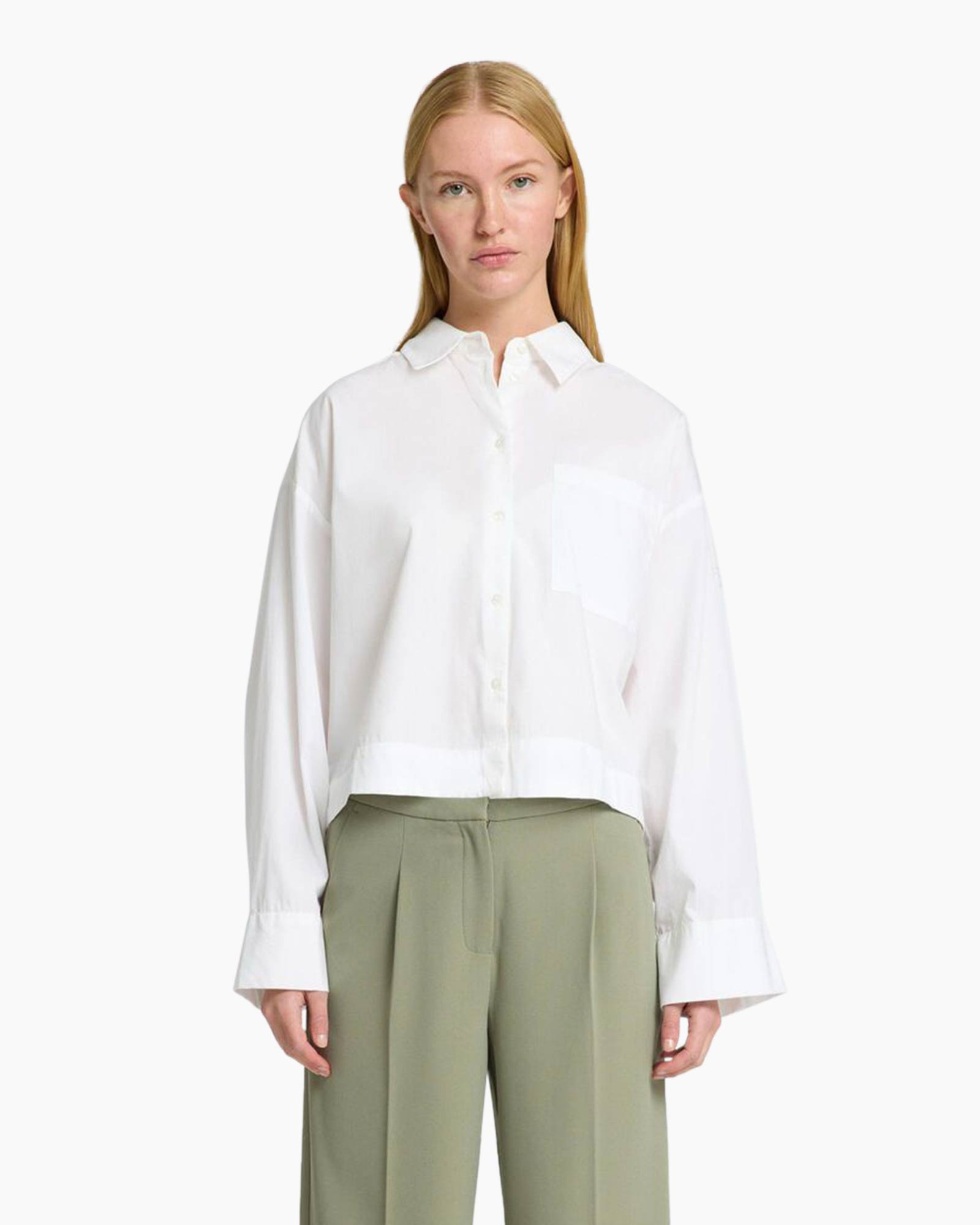 Blouse Astha Ls Cropped Boxy Shirt Noos Wit