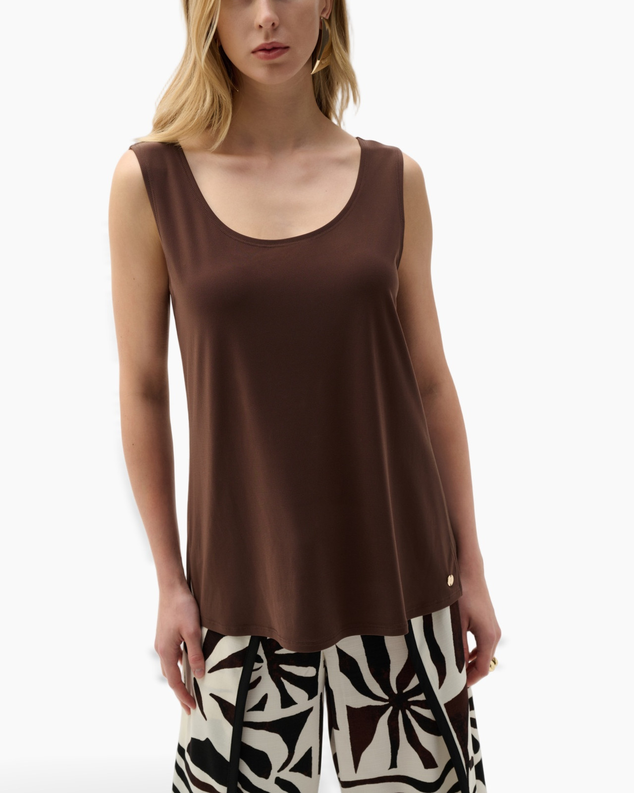 tank top, sleeveless, brown, solid, soft fabric