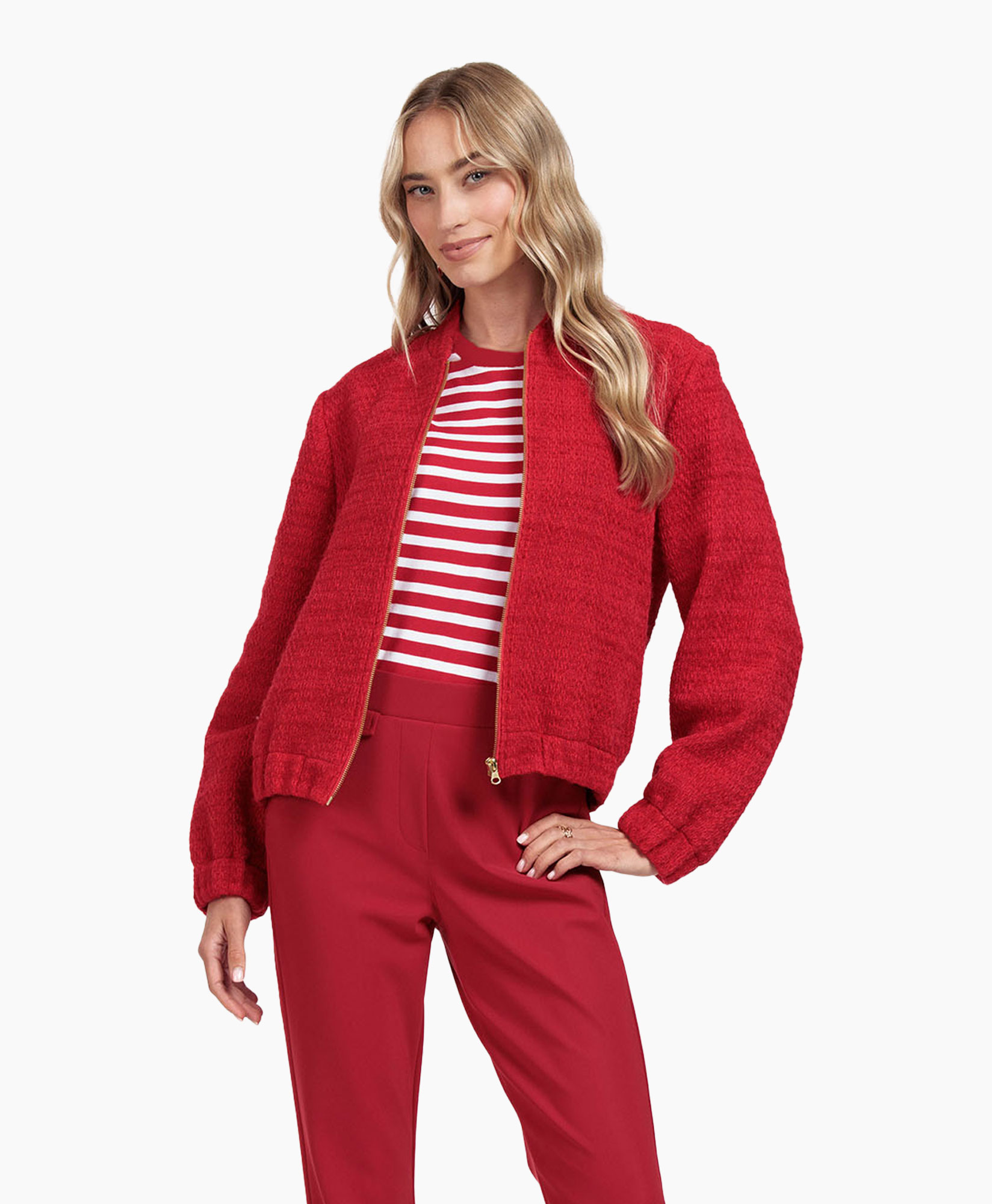 Jack Jax Tweed Bomber Jacket Rood