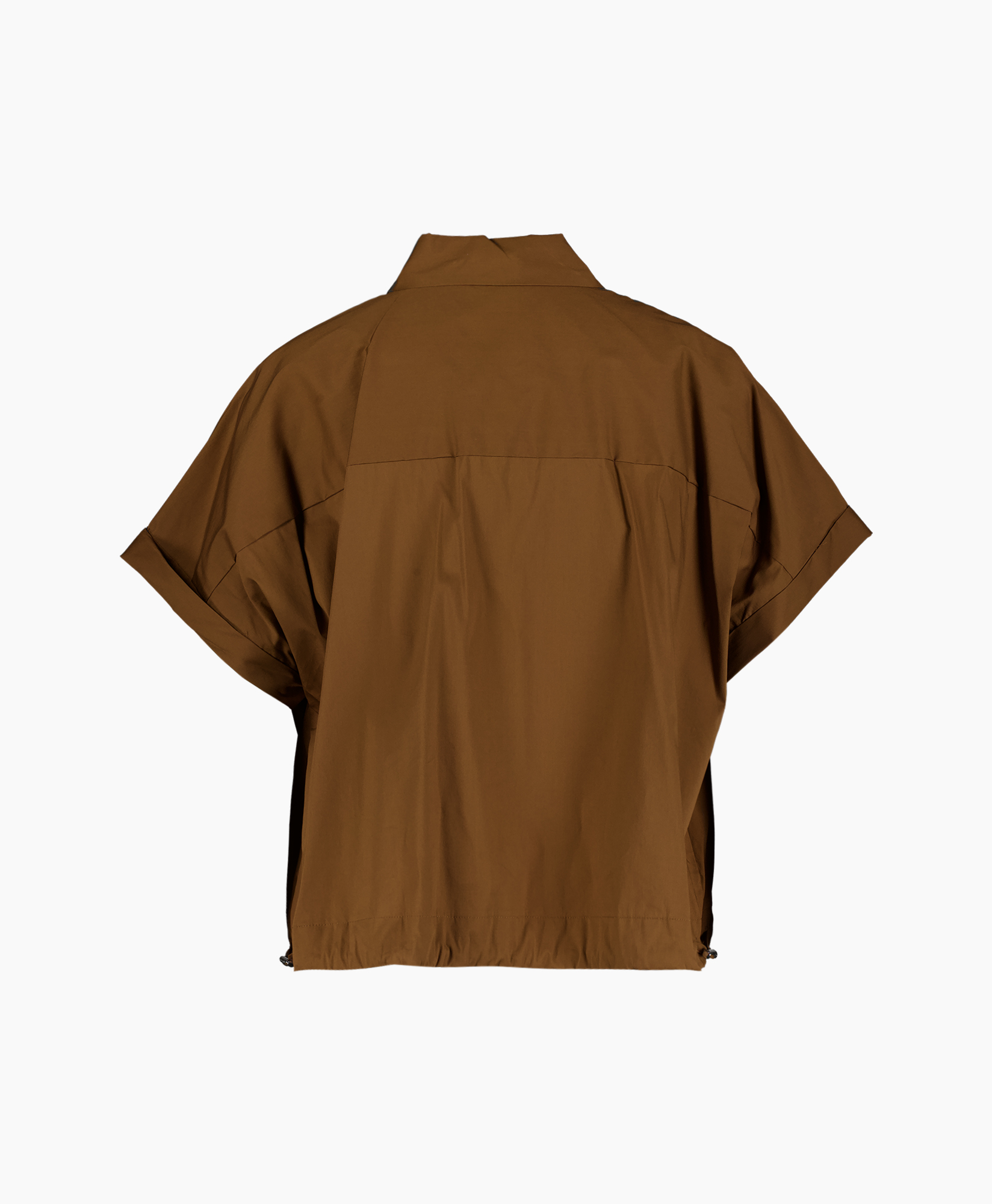 jacket, brown, back, short-sleeve, windbreaker, shirt, jacket, brown, oversized, short-sleeve
