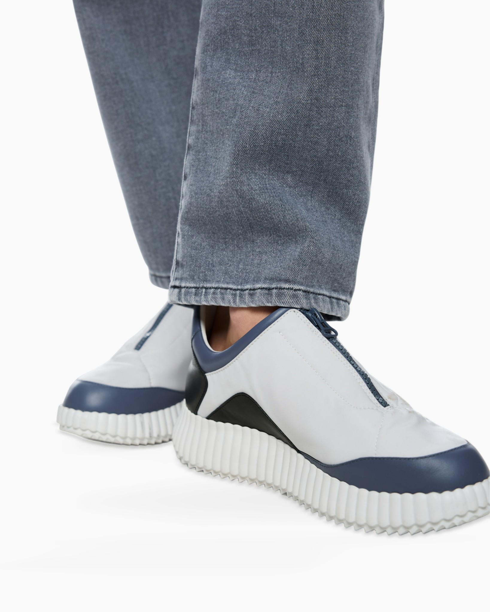 sneakers, slip-on, blauw, wit, athletisch