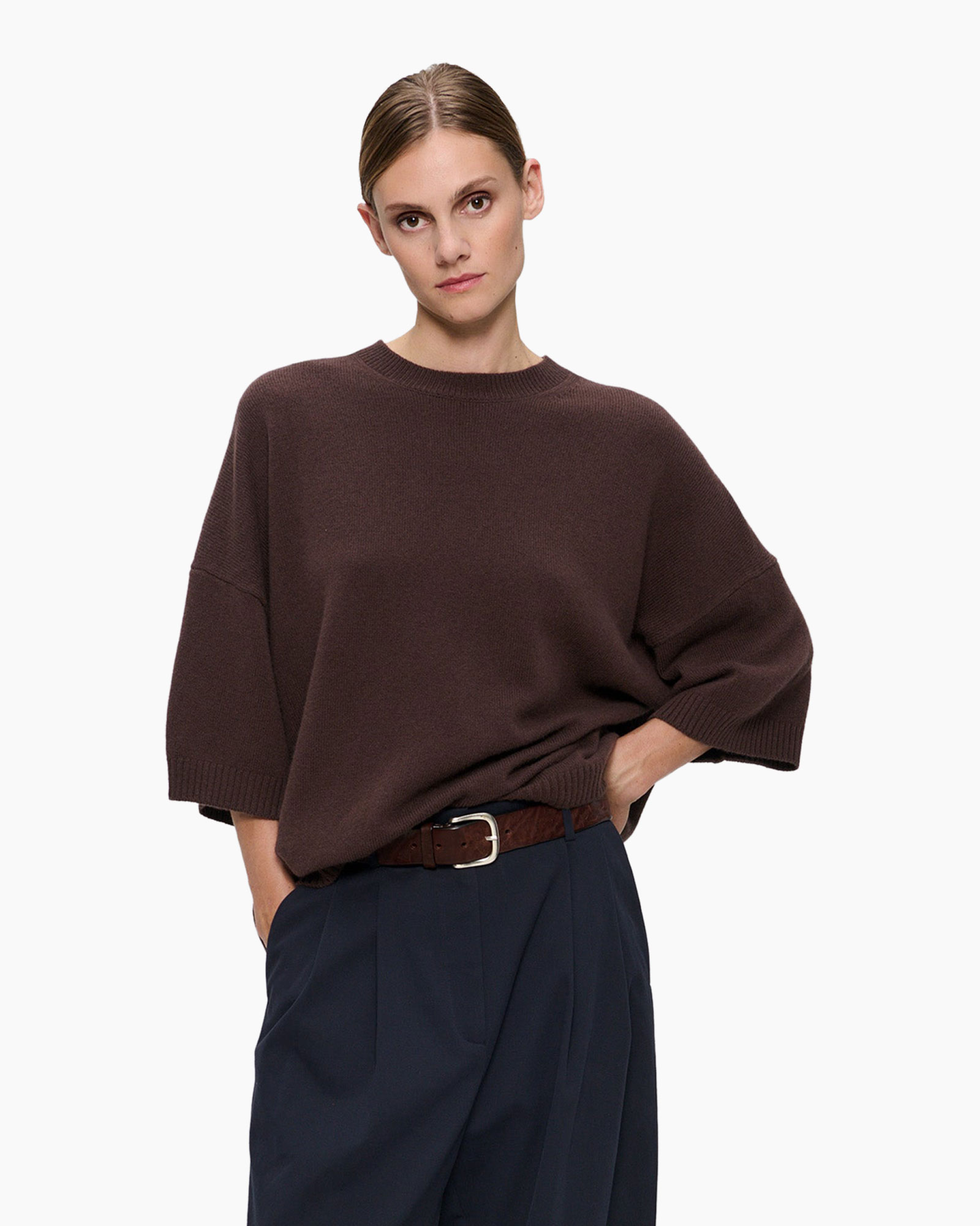 Pullover Fine Wool Dawson Donker Bruin