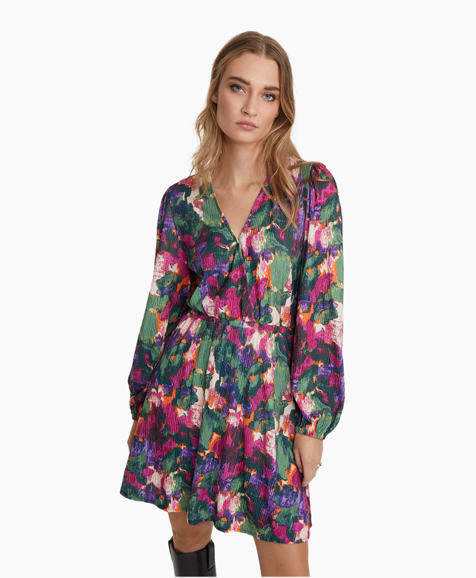 Mini Jurk Woven Camouflage Flower Zwart